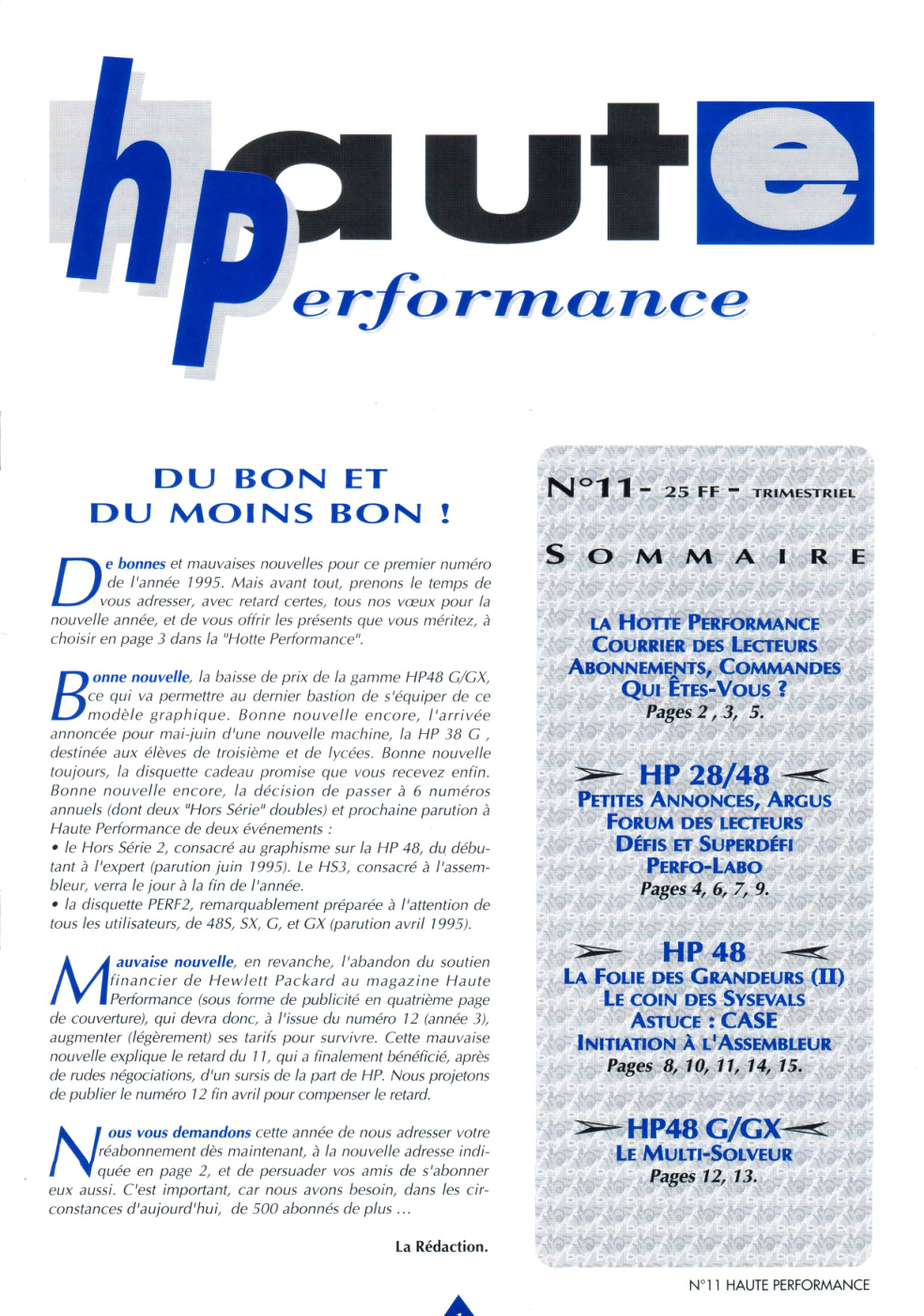Première page de hauteperformance numero11