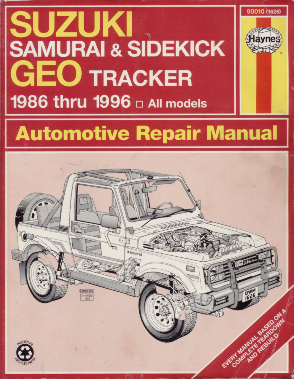 Première page de haynes service repair manual suzuki samurai vitara sidekick 1986 1996
