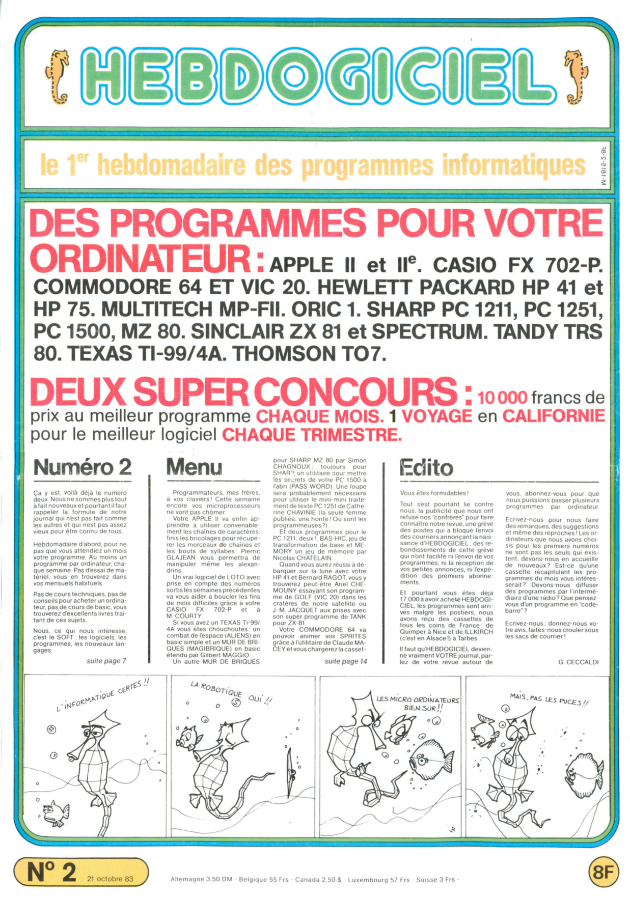Première page de hebdogiciel numero002