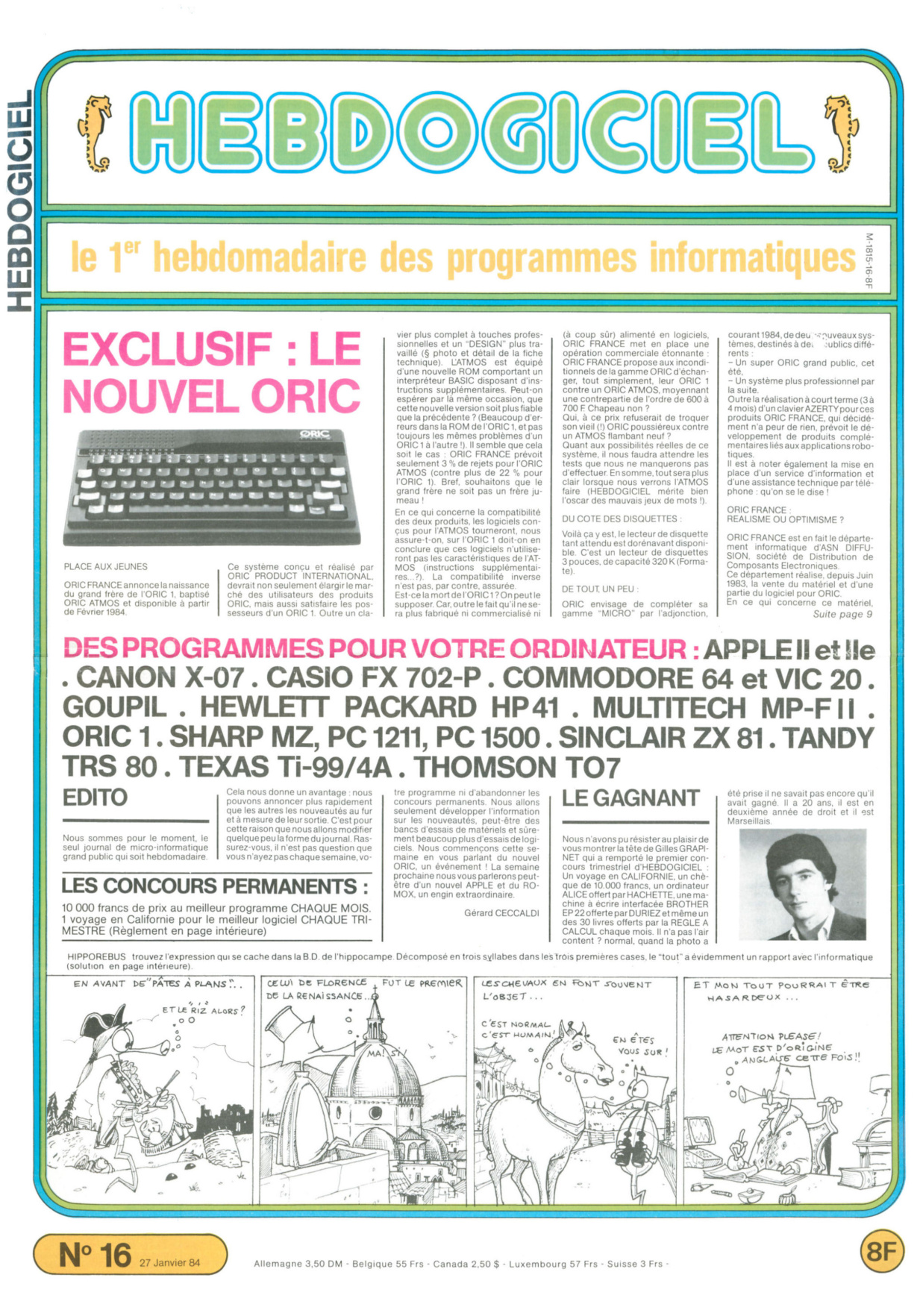 Première page de hebdogiciel numero016