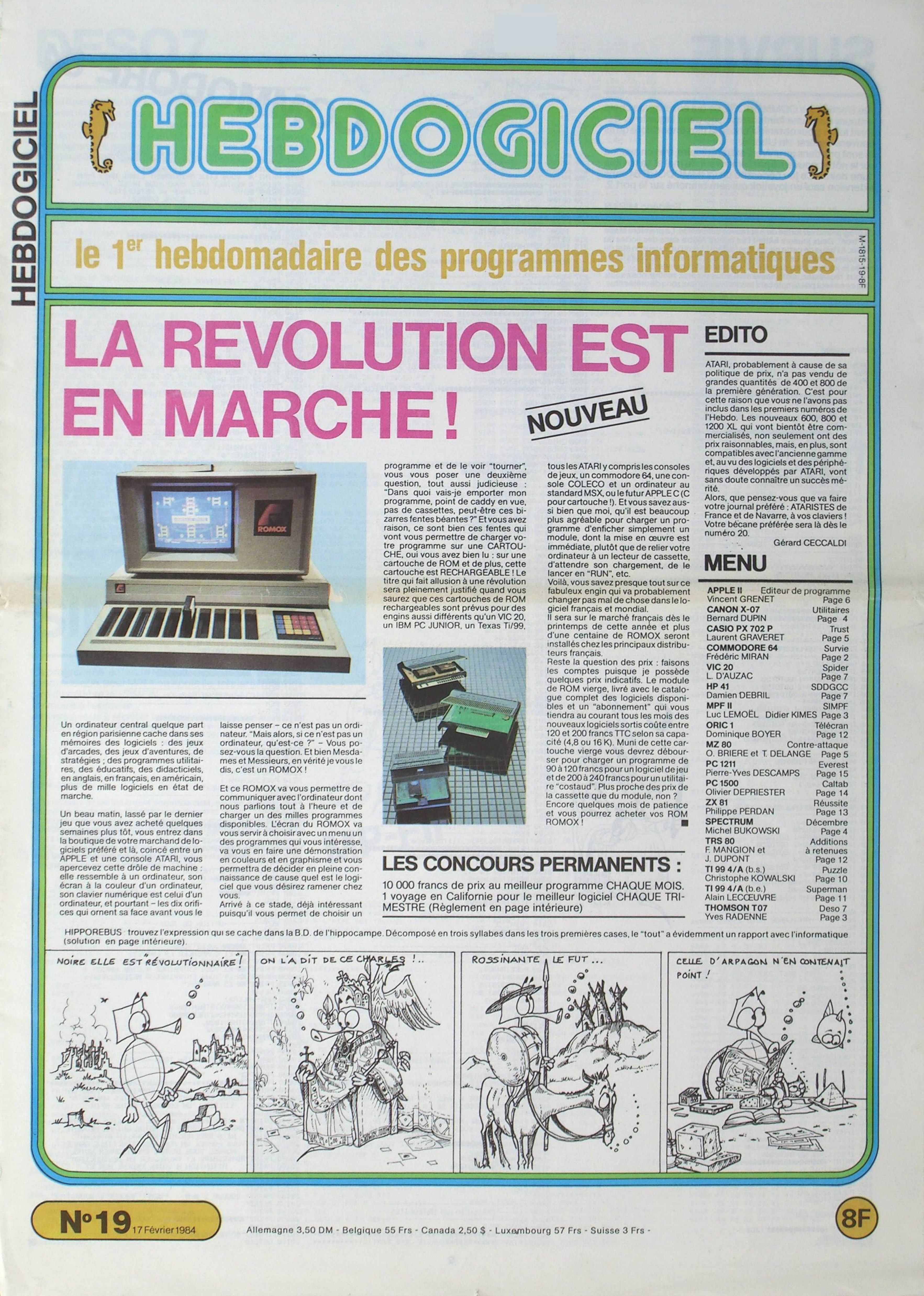 Première page de hebdogiciel numero019