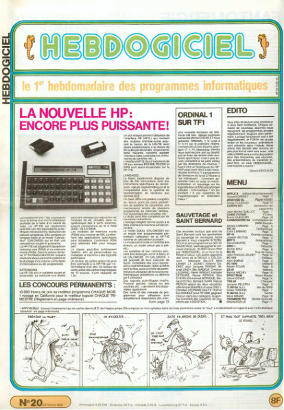 Première page de hebdogiciel numero020