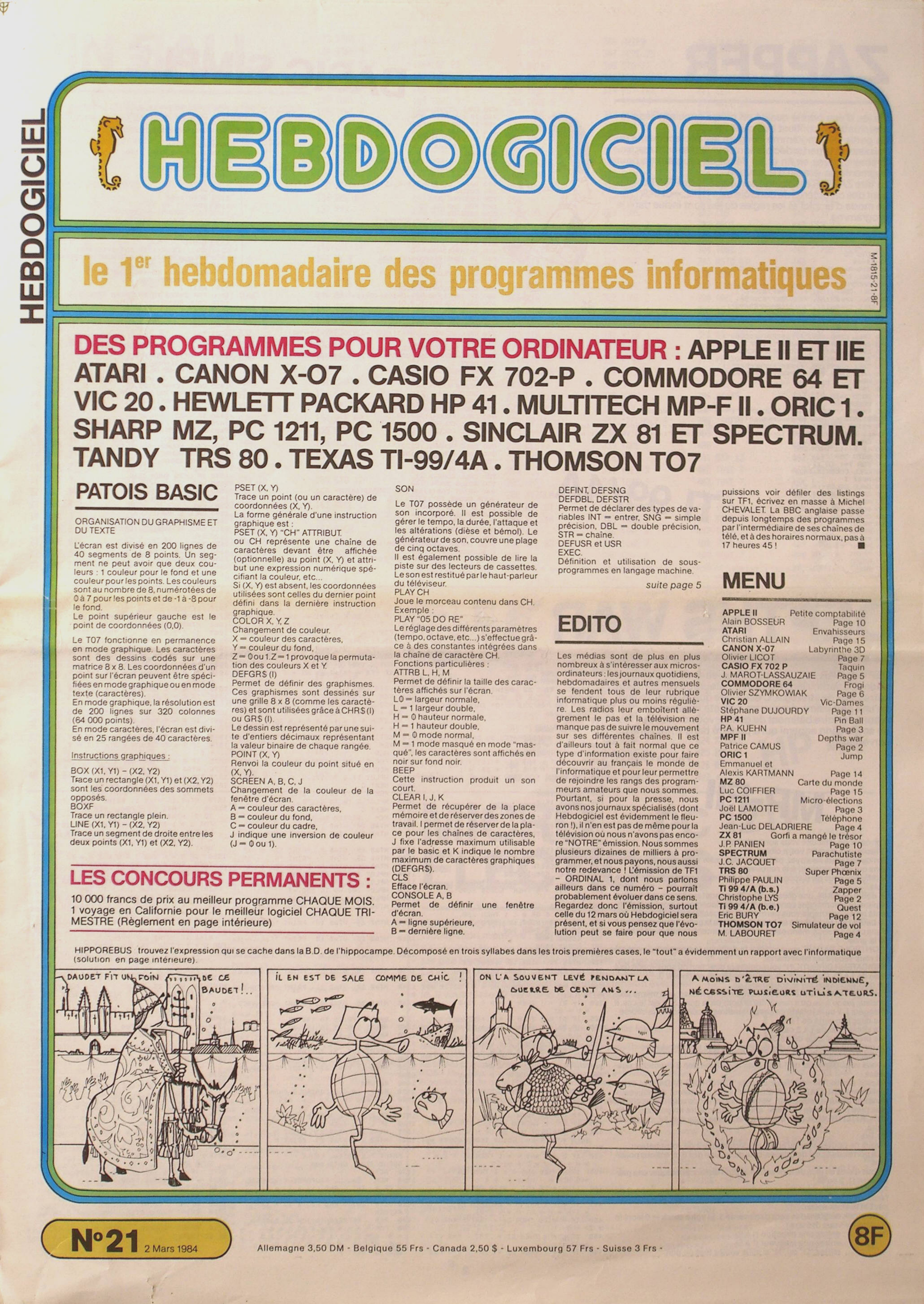 Première page de hebdogiciel numero021