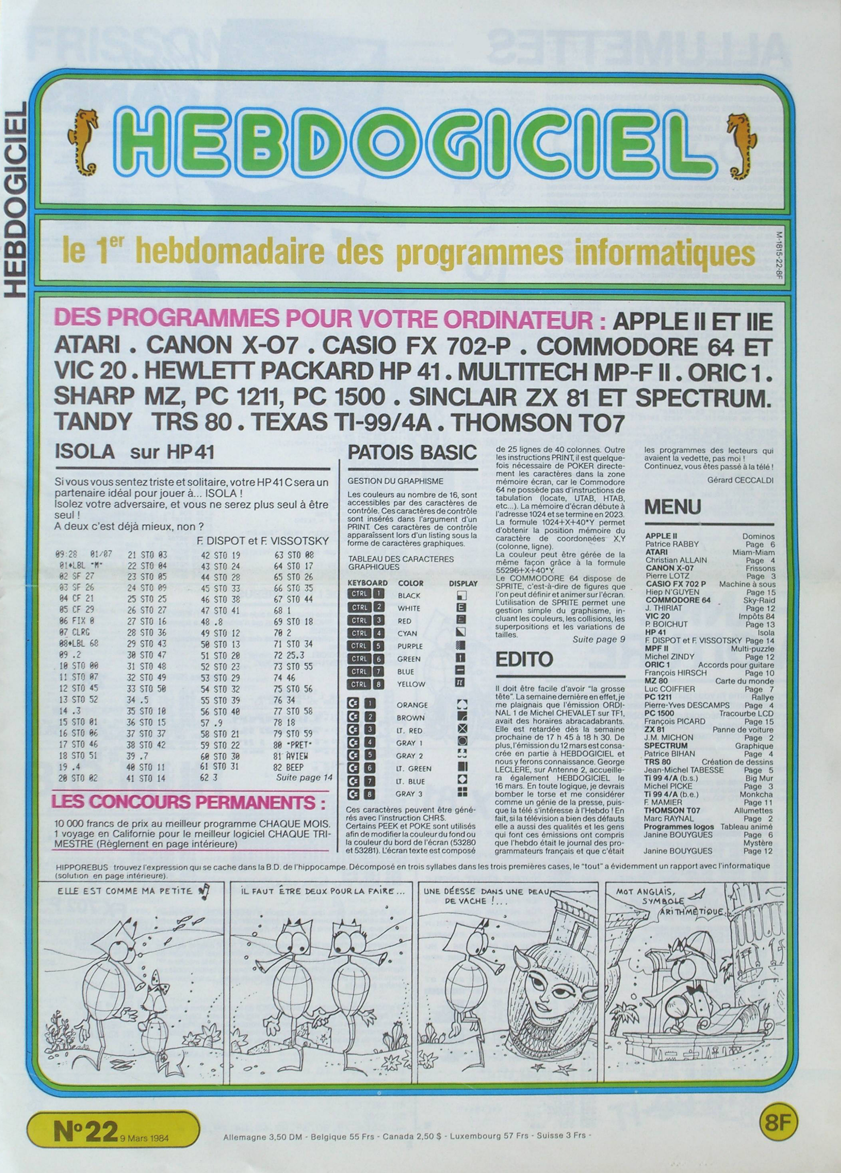 Première page de hebdogiciel numero022