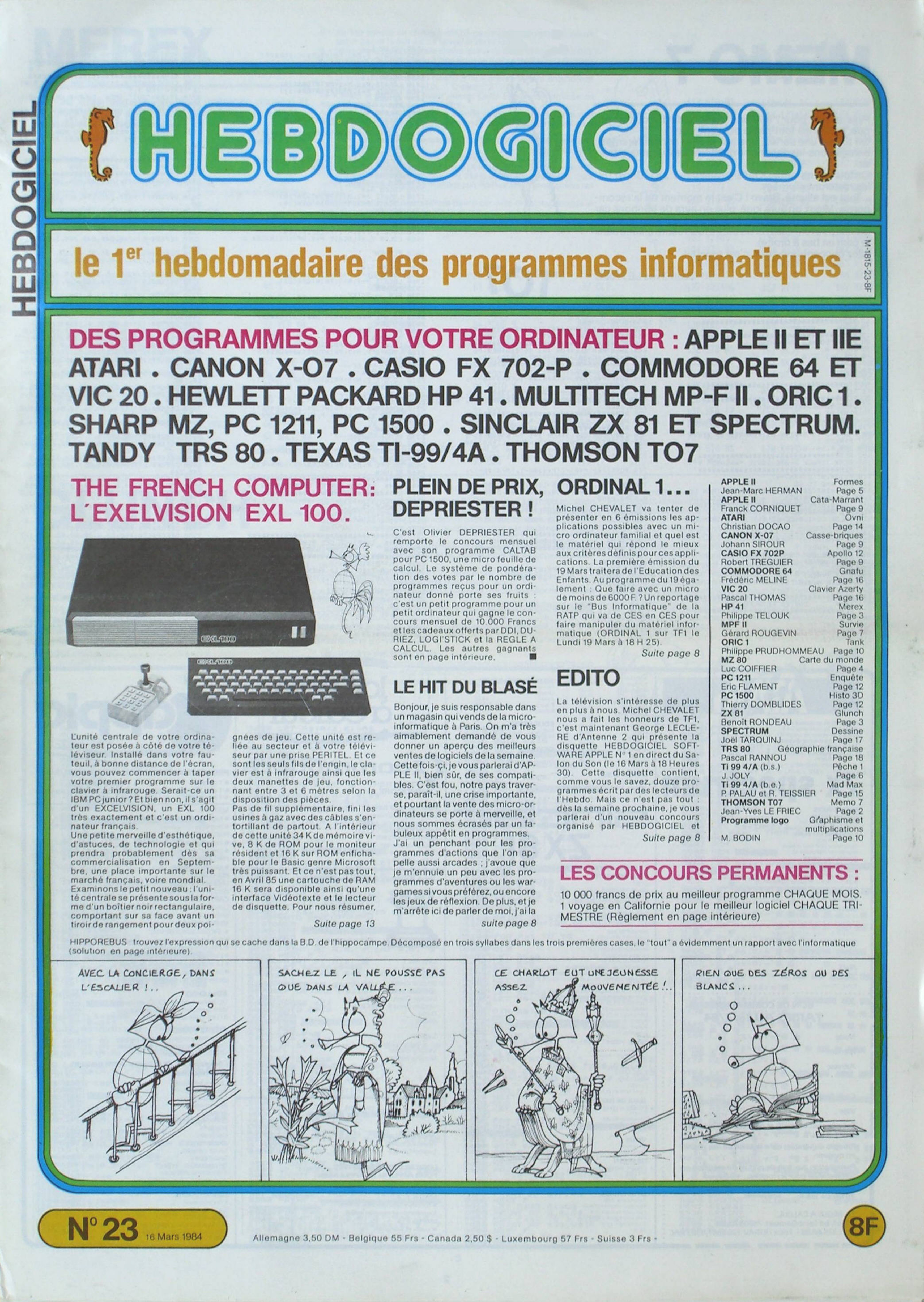 Première page de hebdogiciel numero023