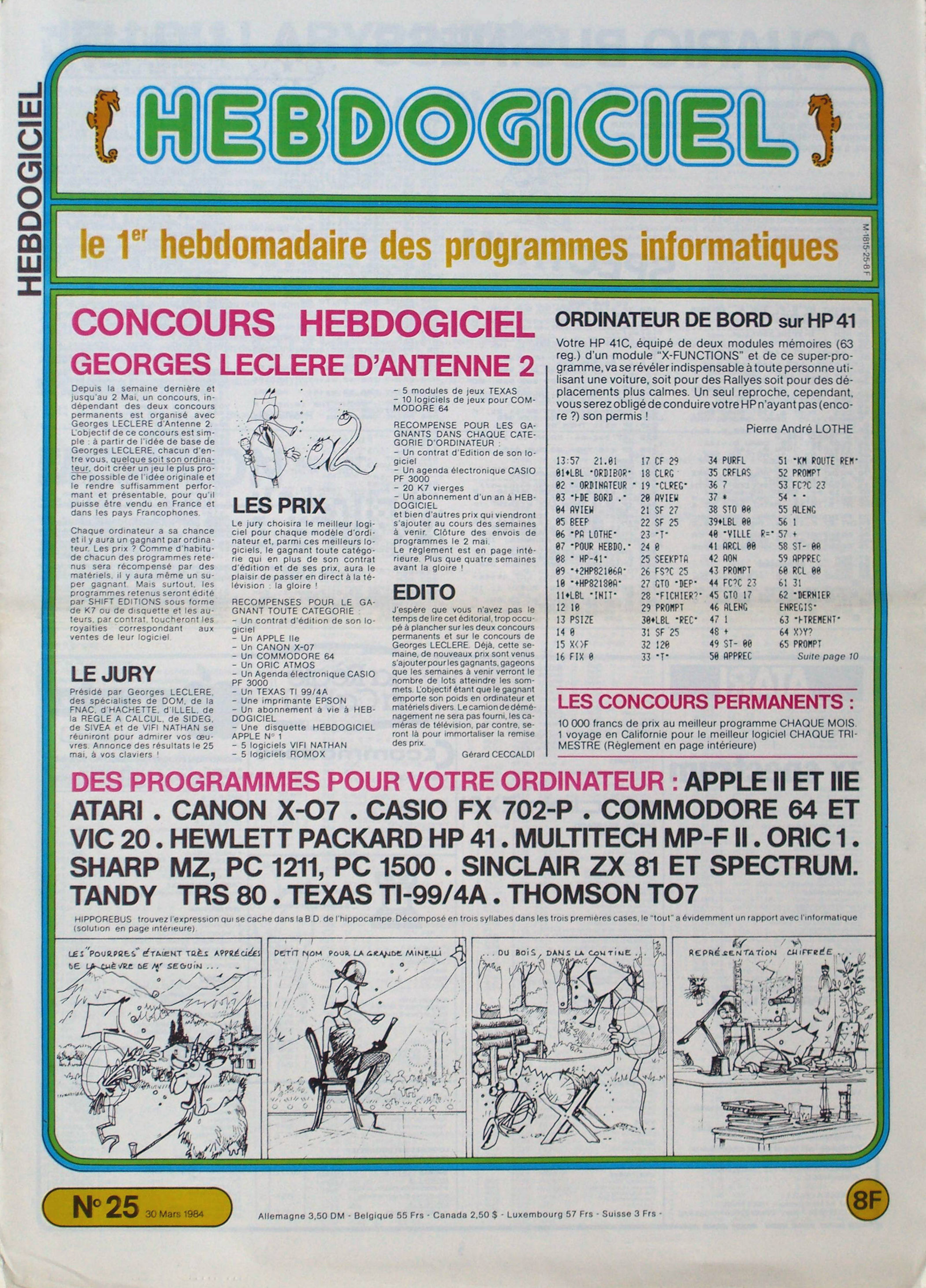 Première page de hebdogiciel numero025