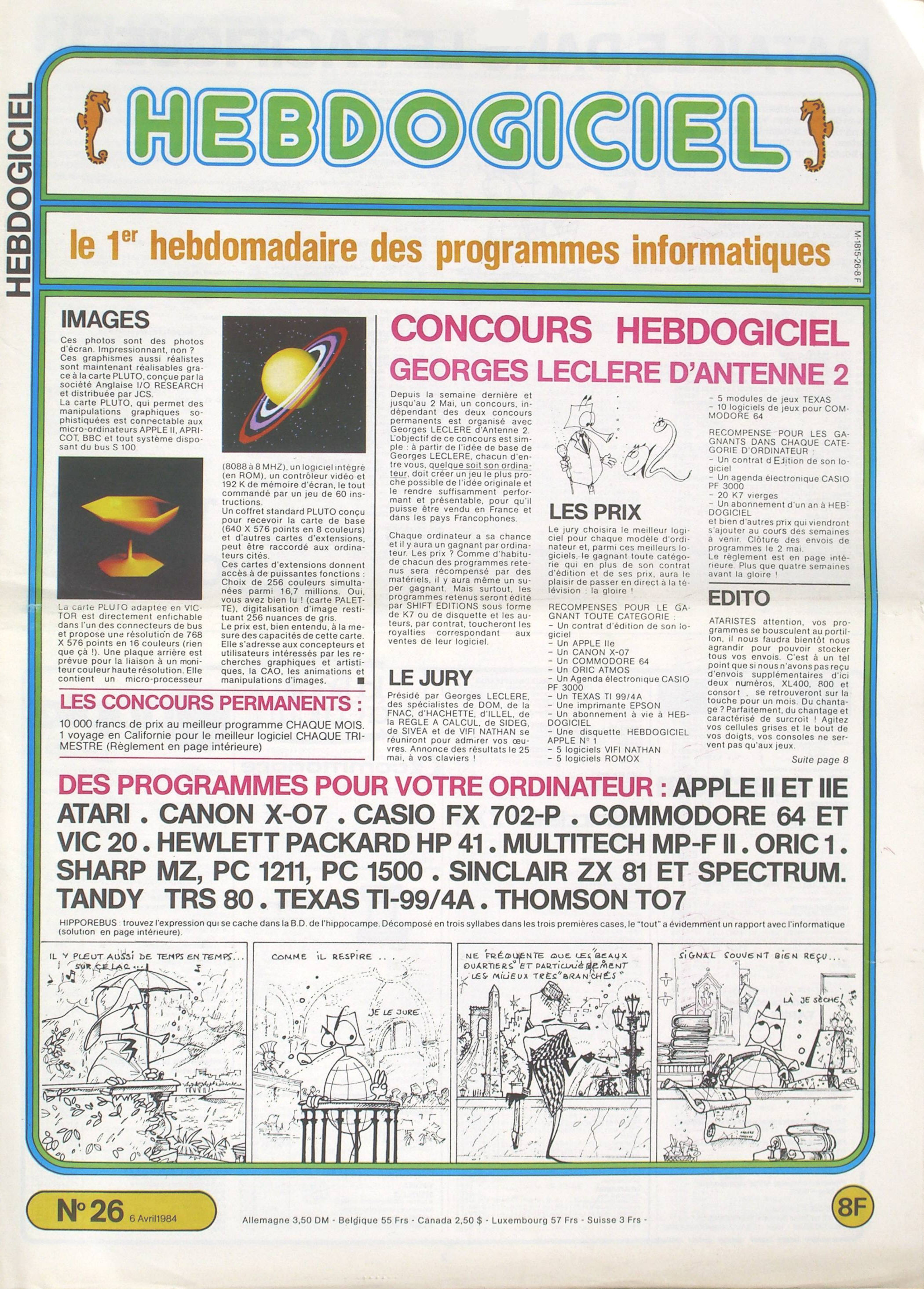 Première page de hebdogiciel numero026