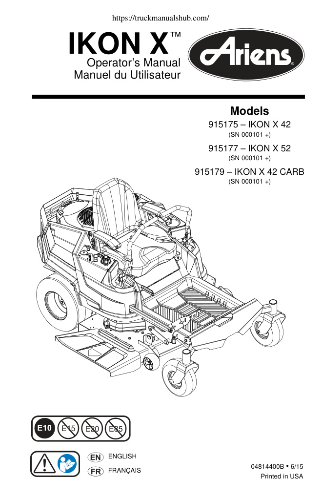 Première page de Operator’s Manual