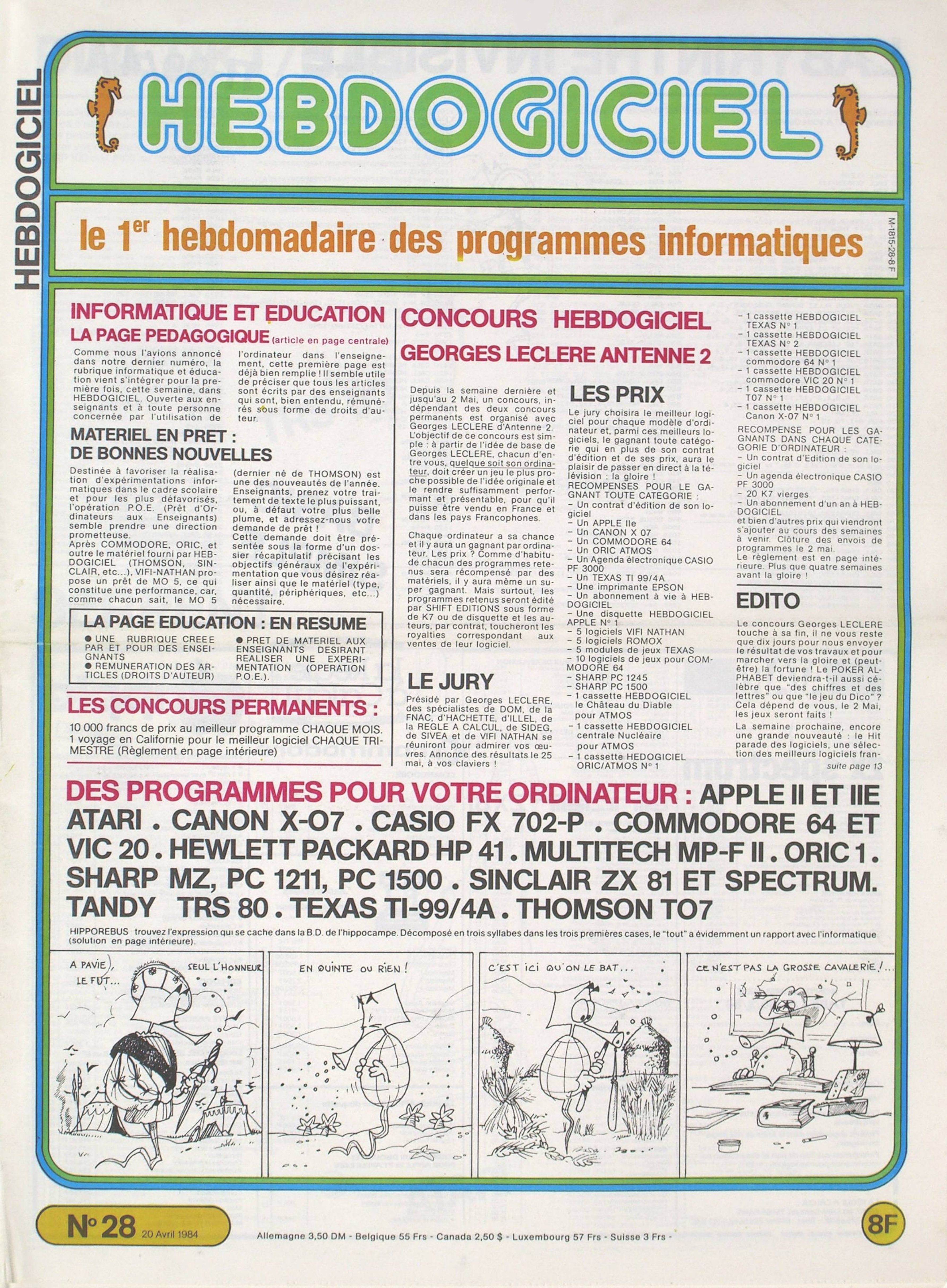 Première page de hebdogiciel numero028