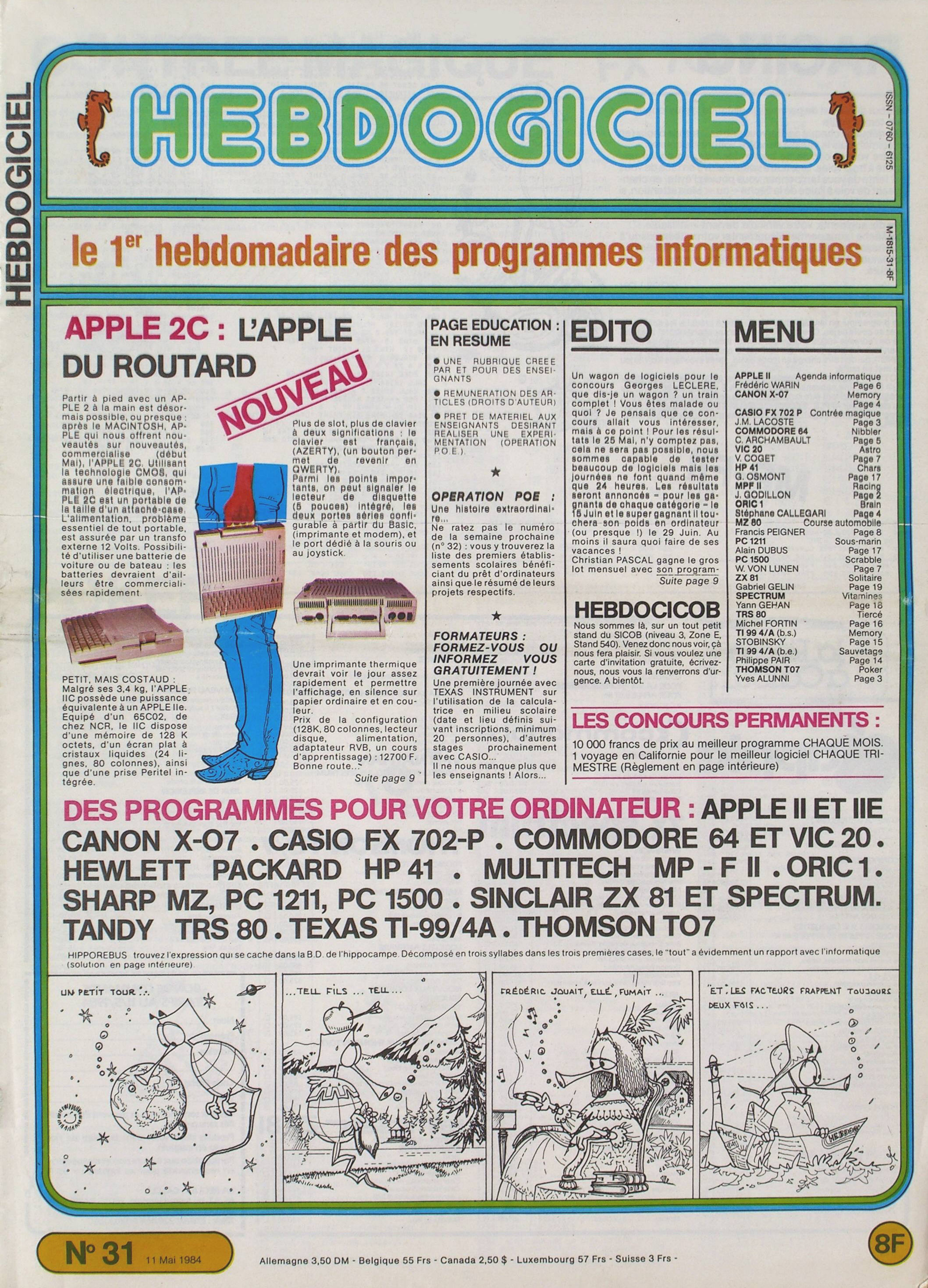 Première page de hebdogiciel numero031