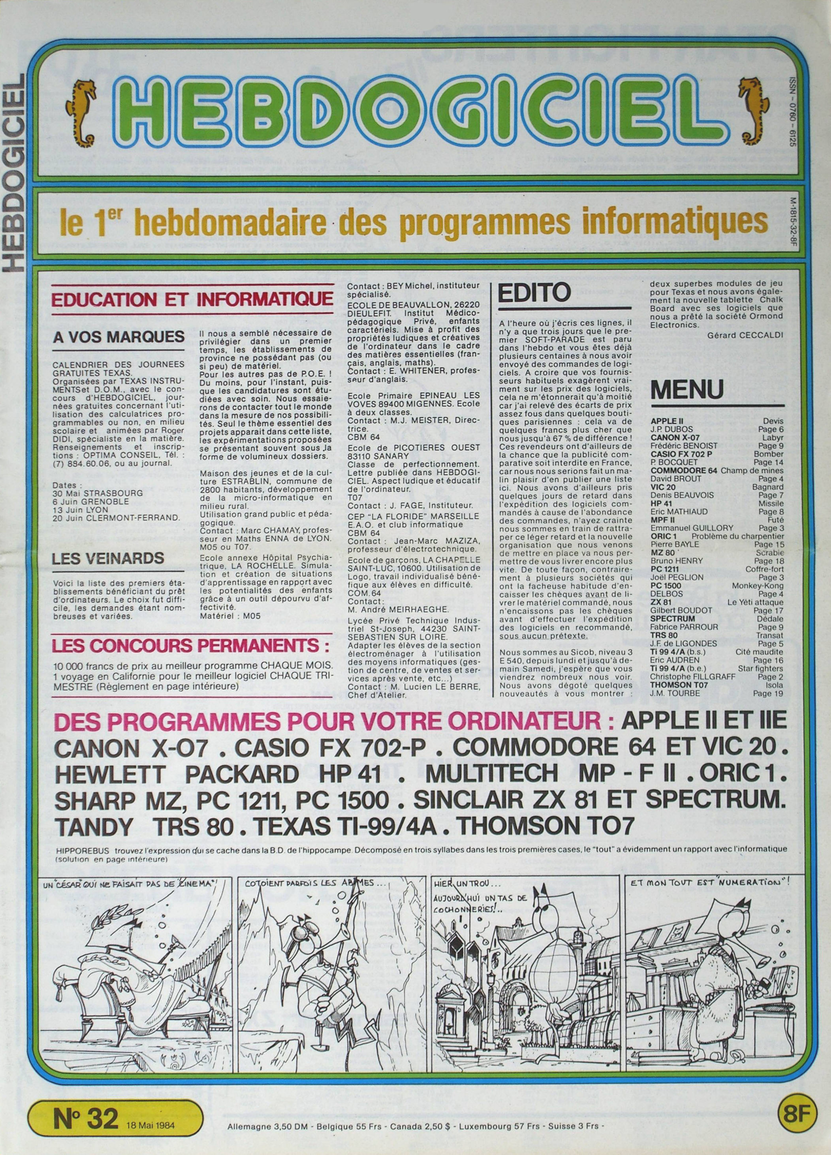 Première page de hebdogiciel numero032