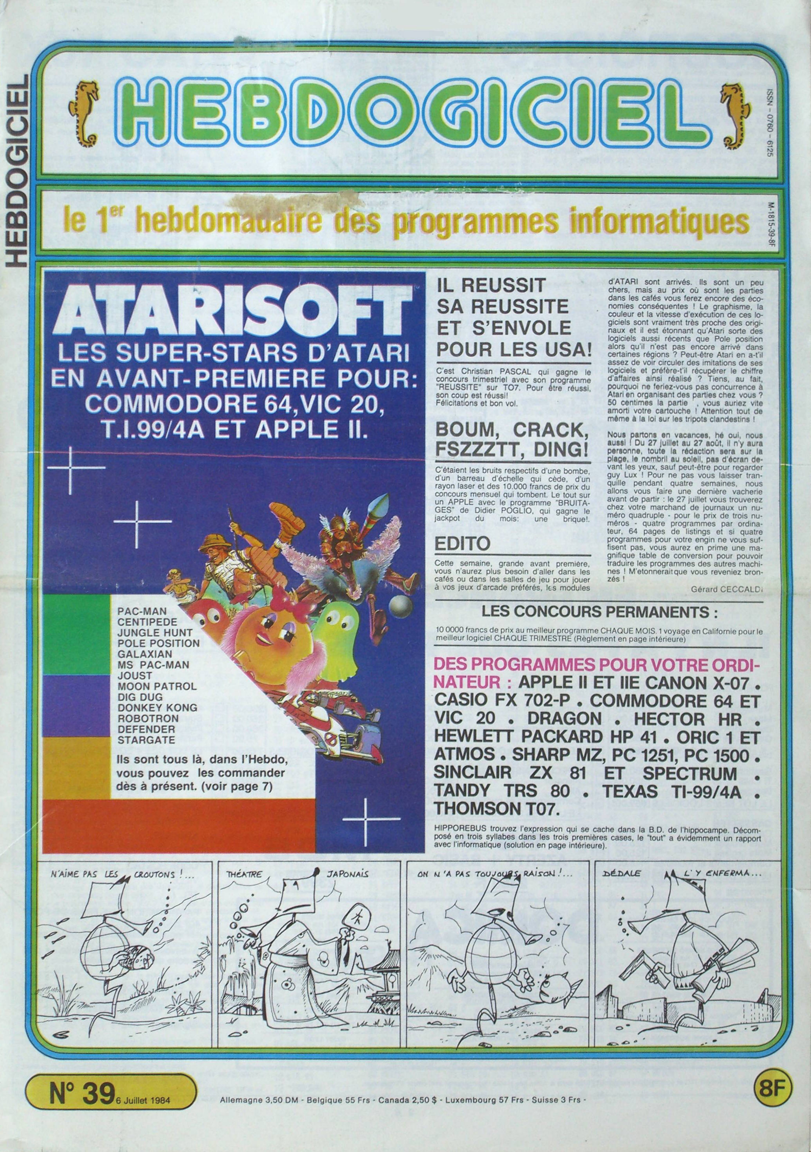 Première page de hebdogiciel numero039