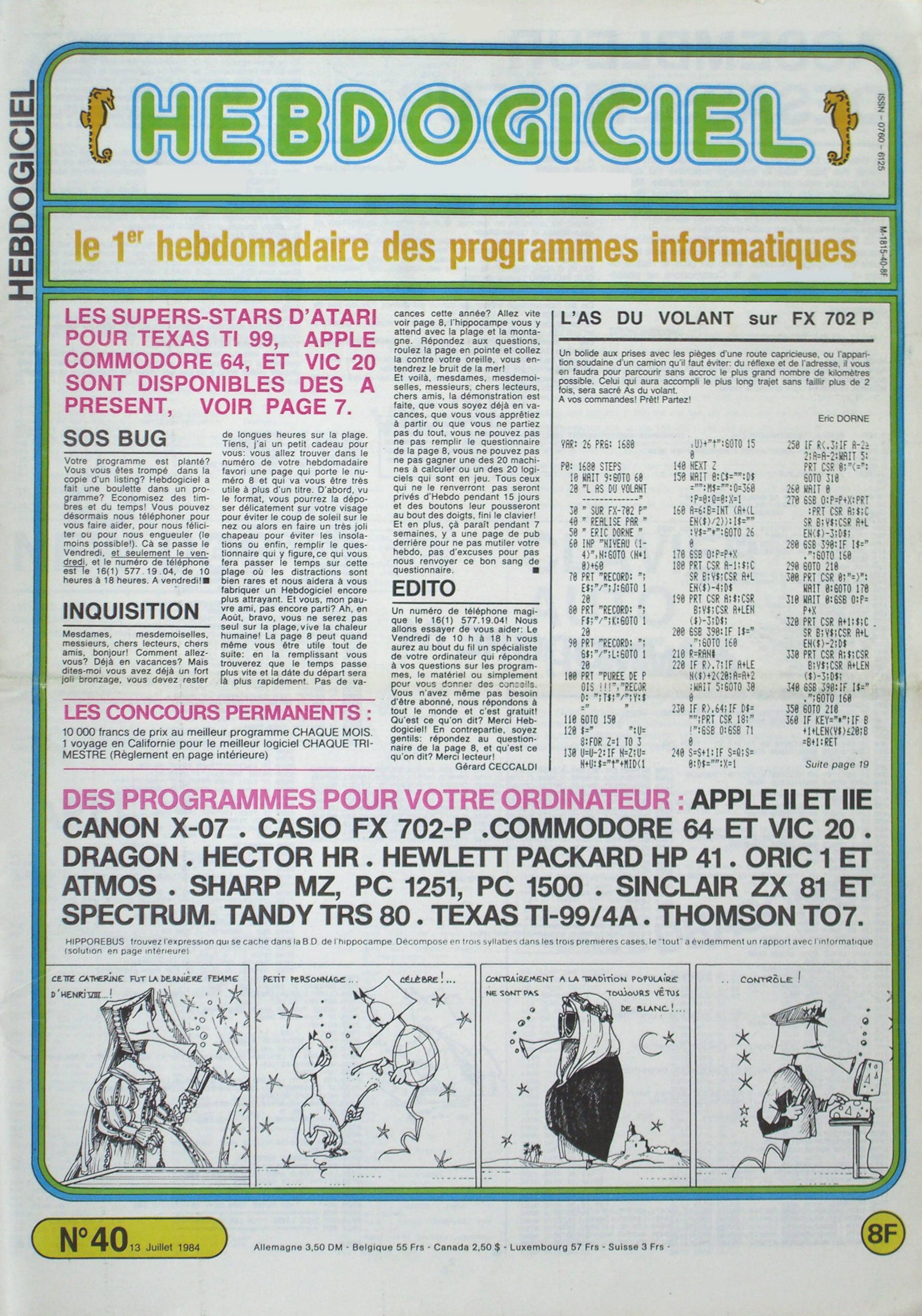 Première page de hebdogiciel numero040