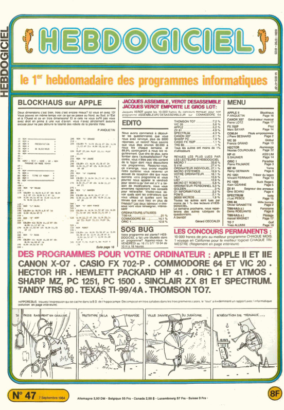 Première page de hebdogiciel numero047