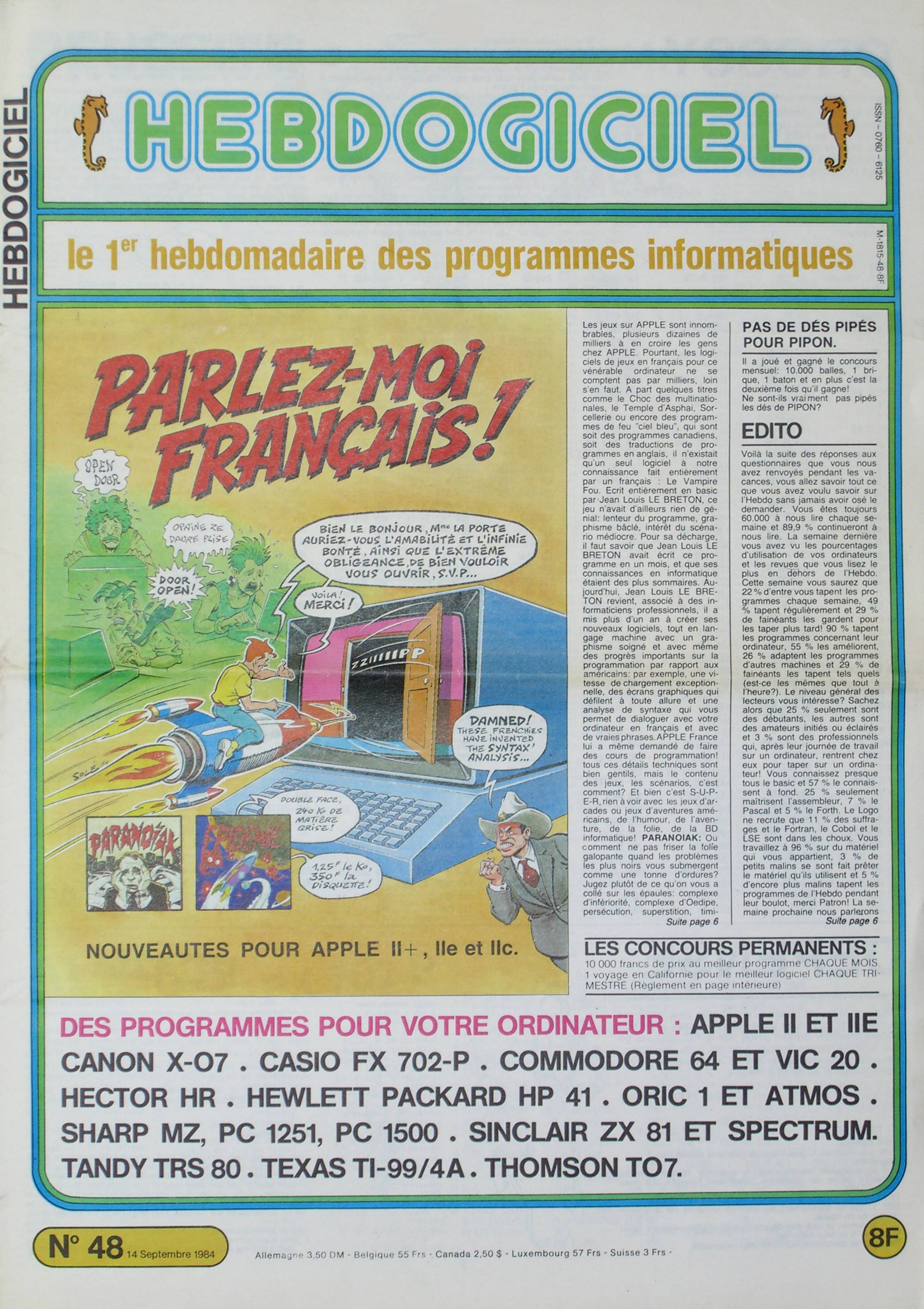 Première page de hebdogiciel numero048