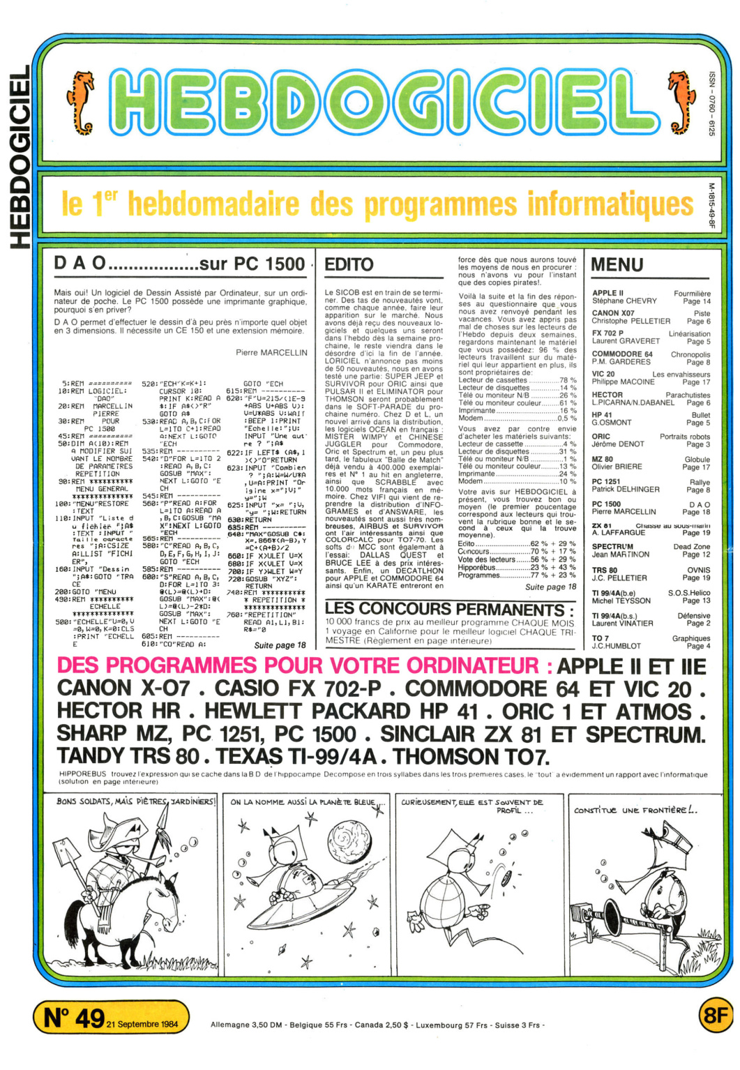 Première page de hebdogiciel numero049