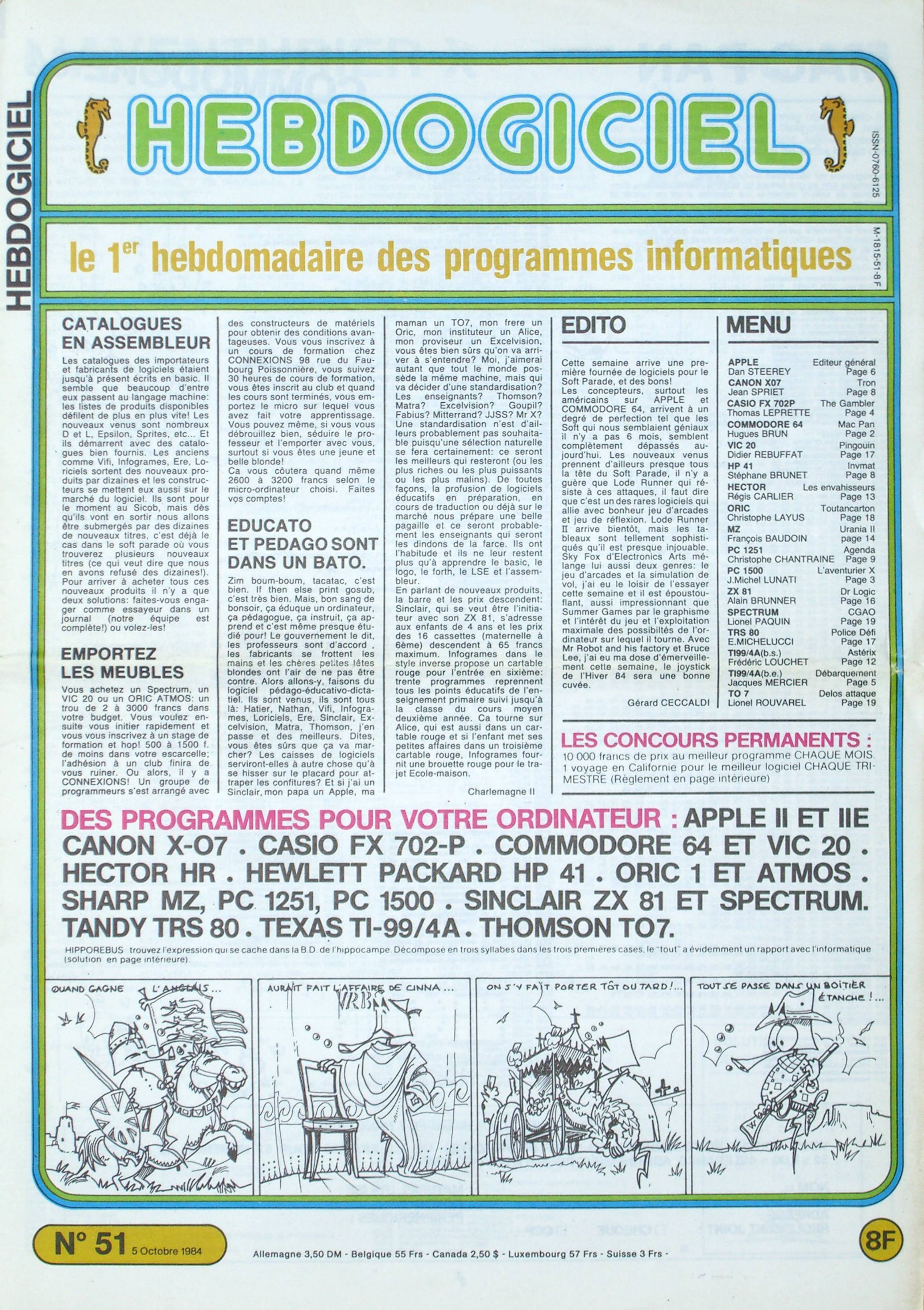 Première page de hebdogiciel numero051