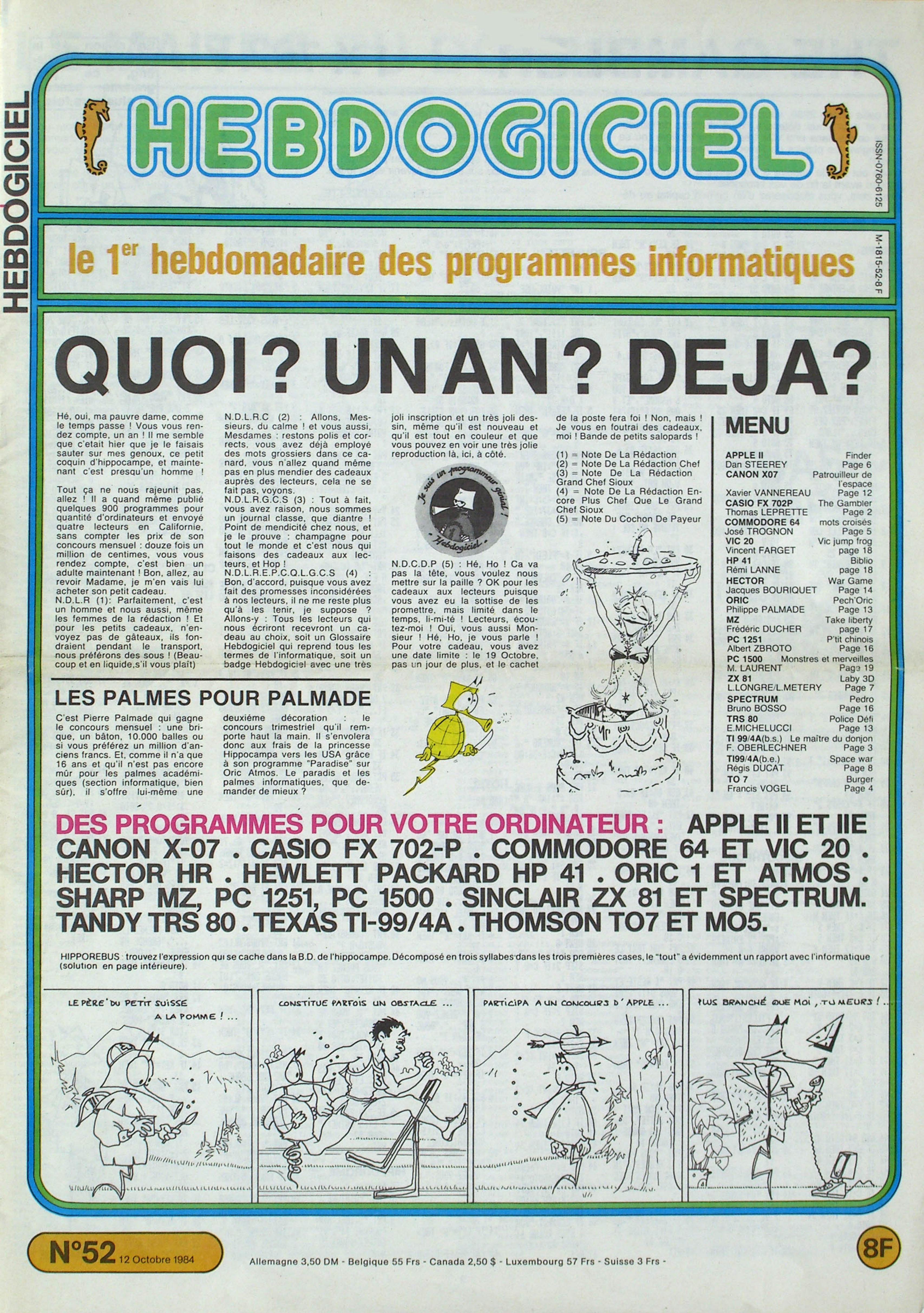 Première page de hebdogiciel numero052