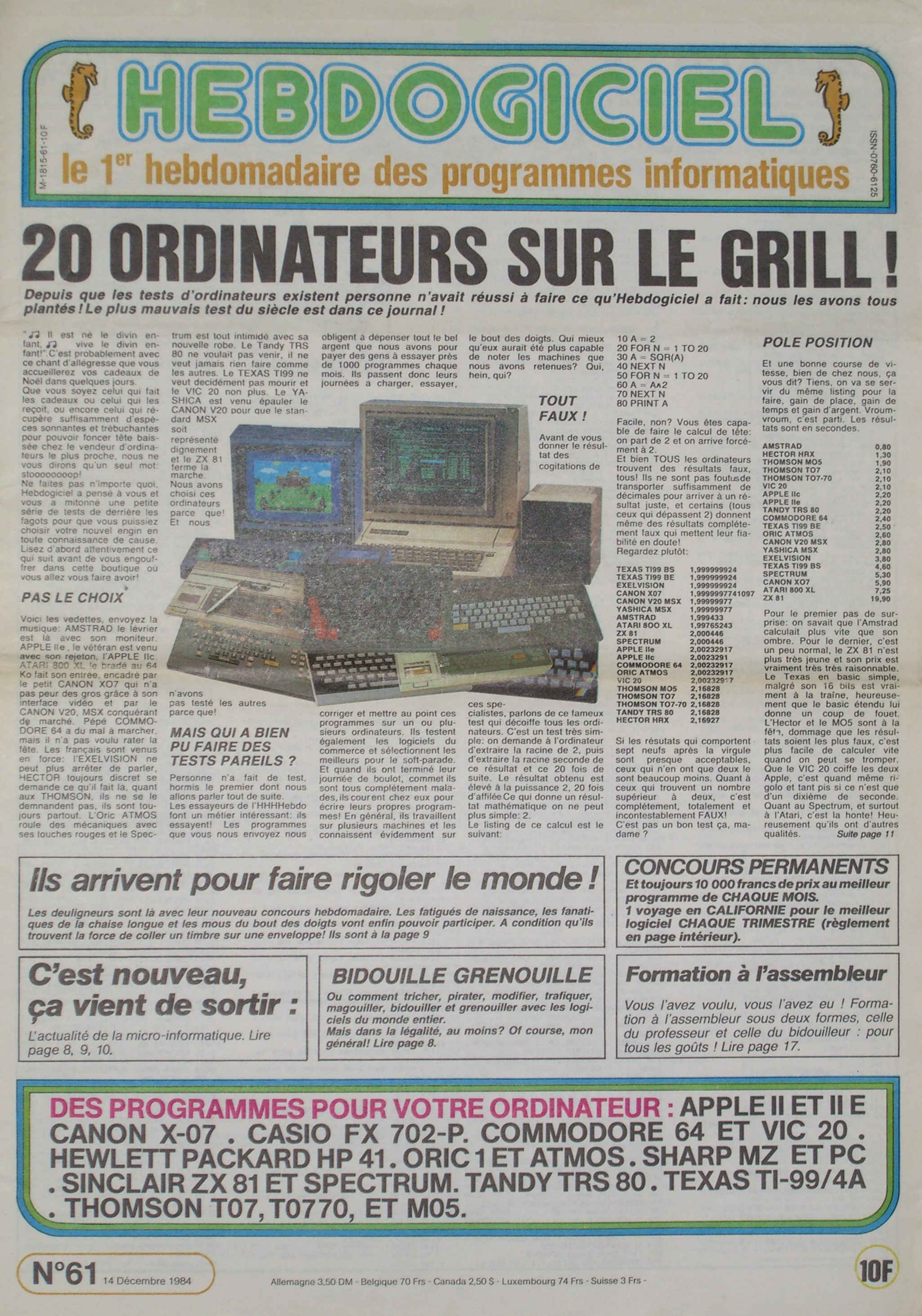 Première page de hebdogiciel numero061