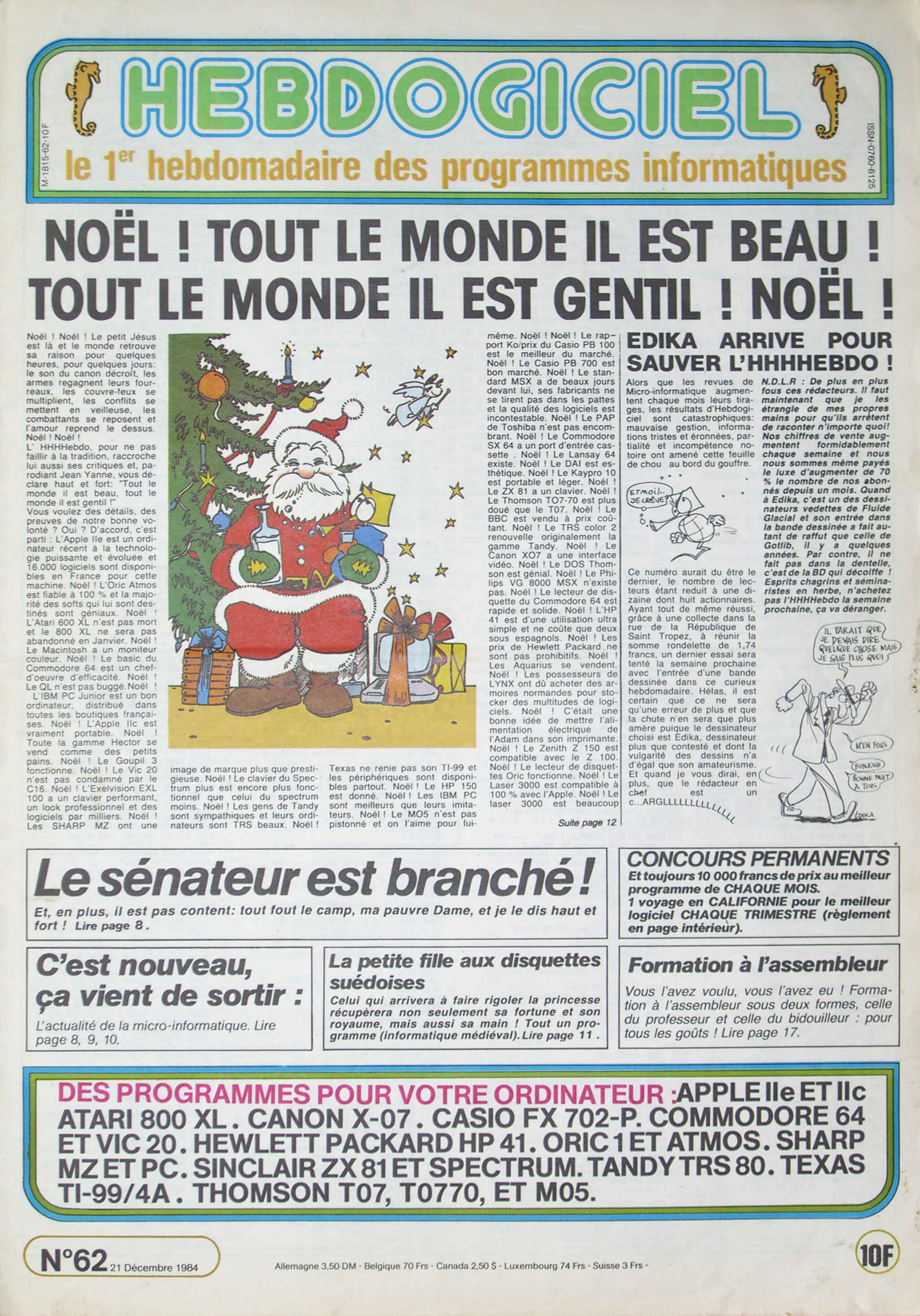 Première page de hebdogiciel numero062