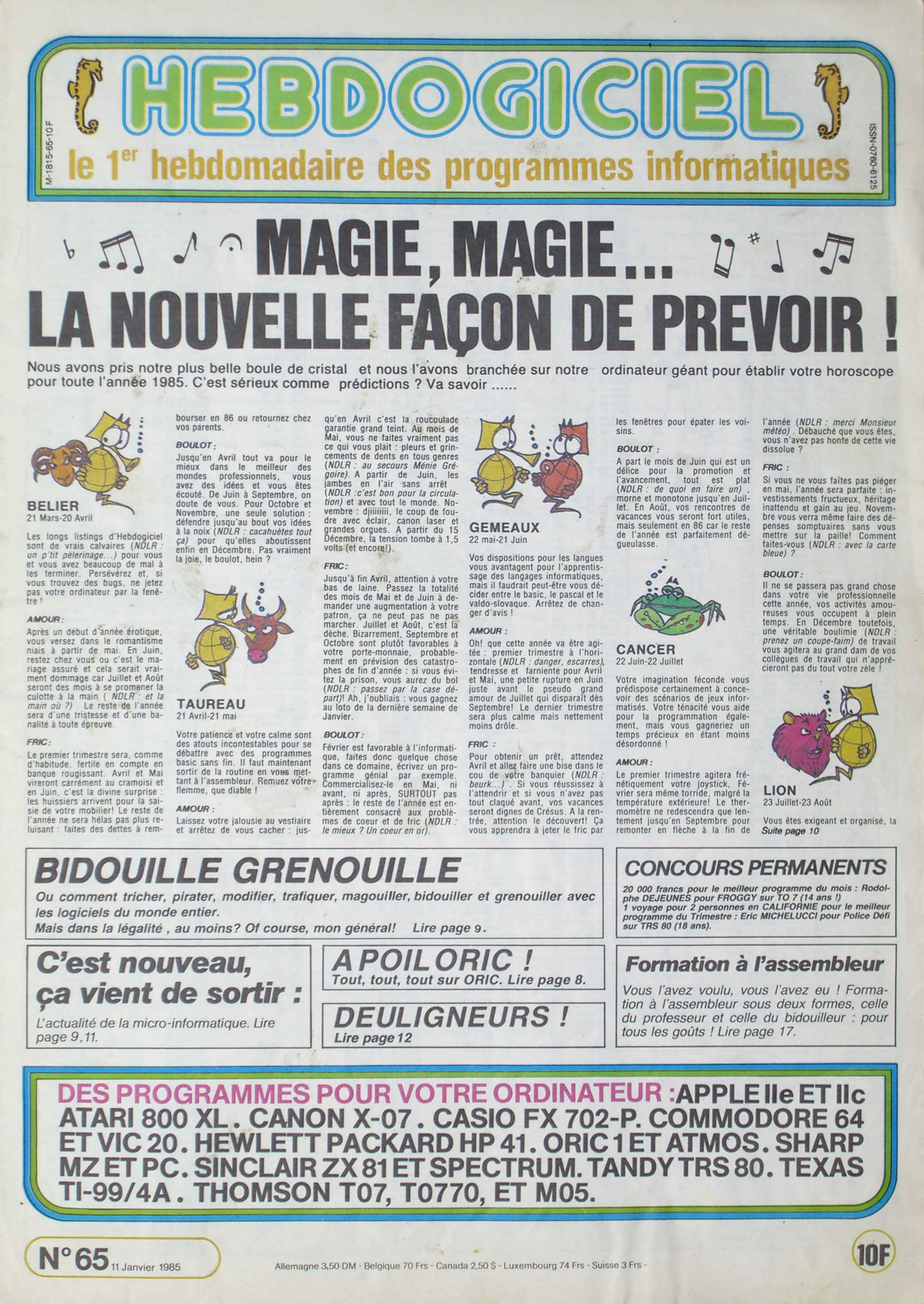 Première page de hebdogiciel numero065