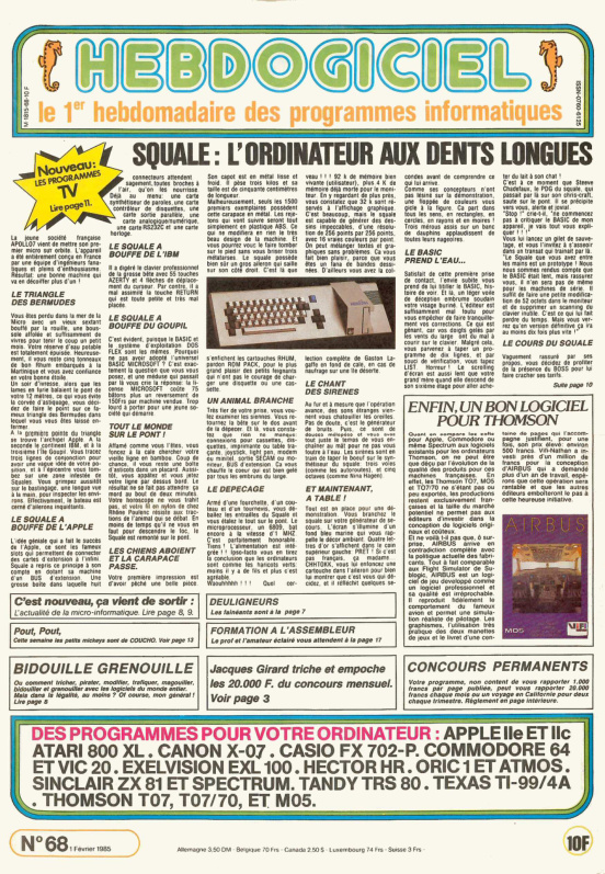 Première page de hebdogiciel numero068