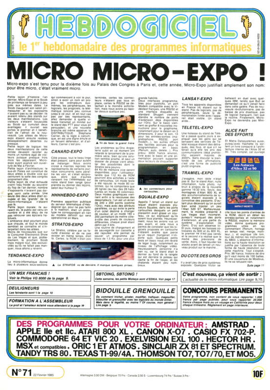 Première page de hebdogiciel numero071