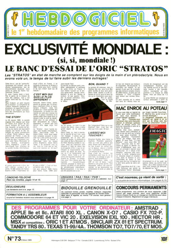 Première page de hebdogiciel numero073