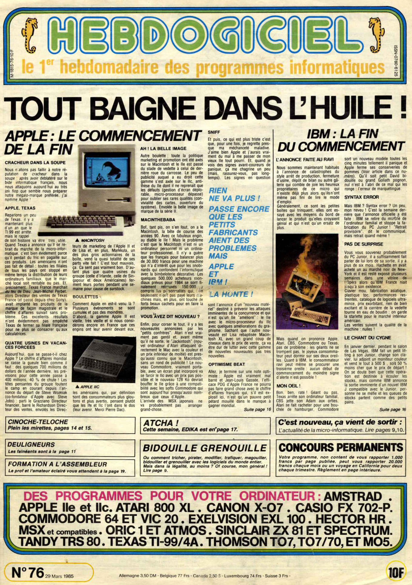 Première page de hebdogiciel numero076