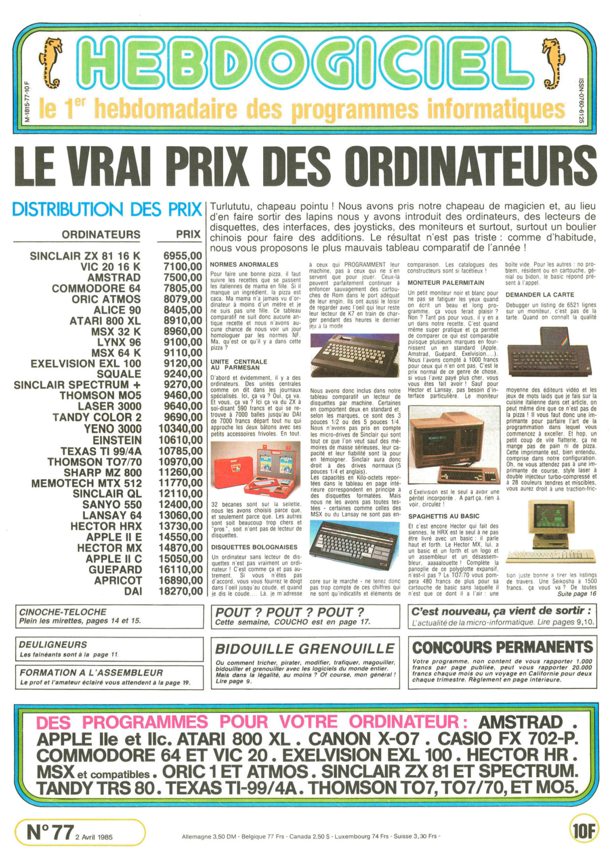Première page de hebdogiciel numero077