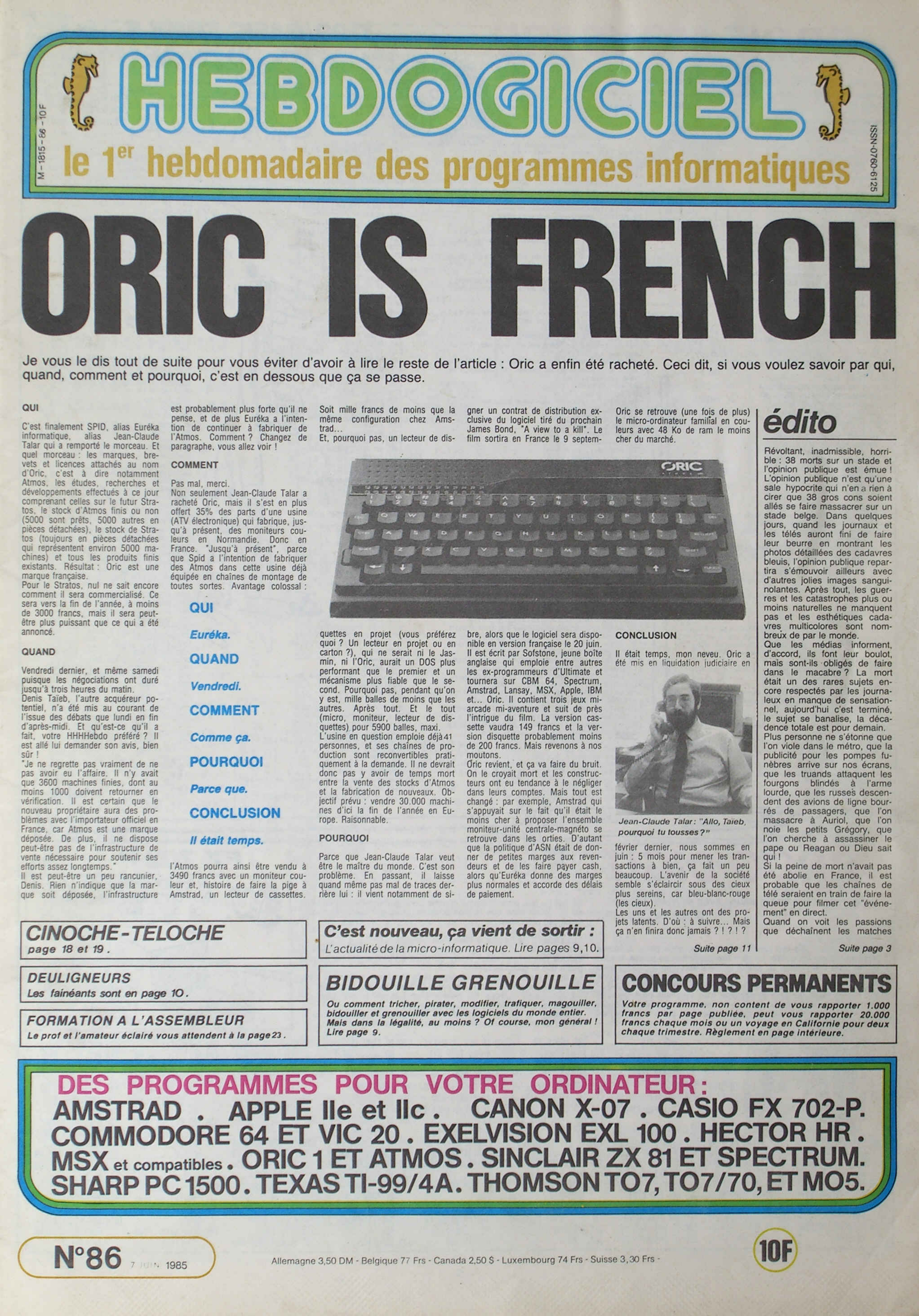 Première page de hebdogiciel numero086