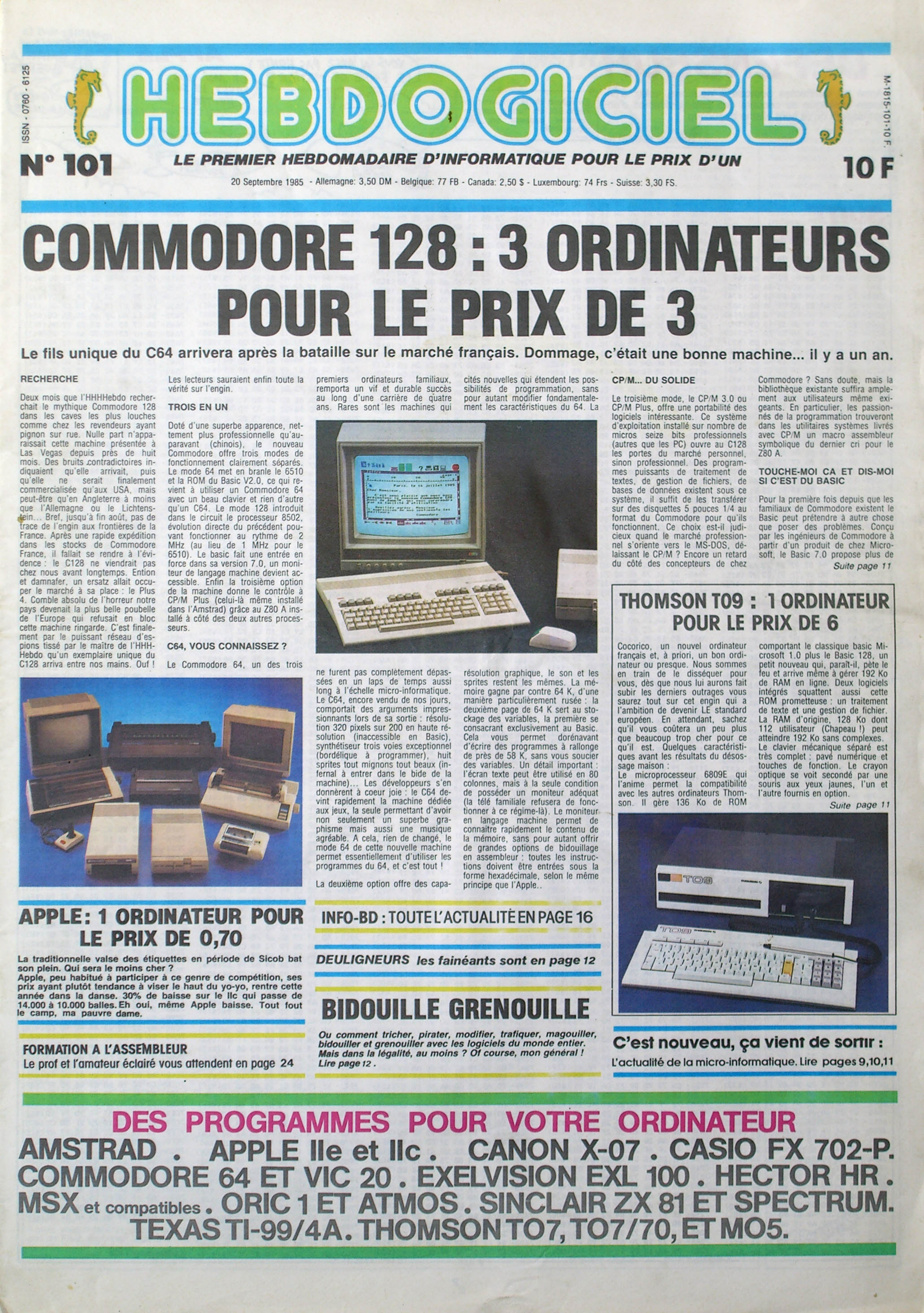 Première page de hebdogiciel numero101