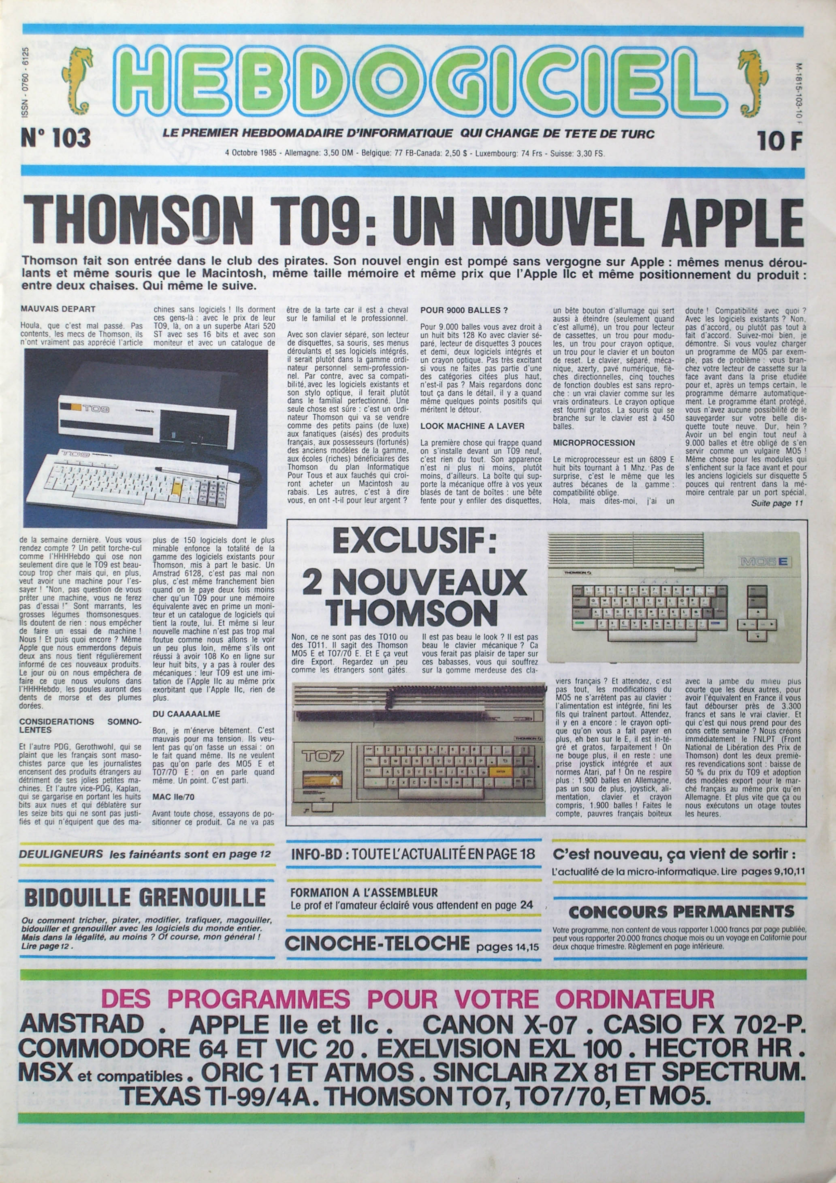 Première page de hebdogiciel numero103