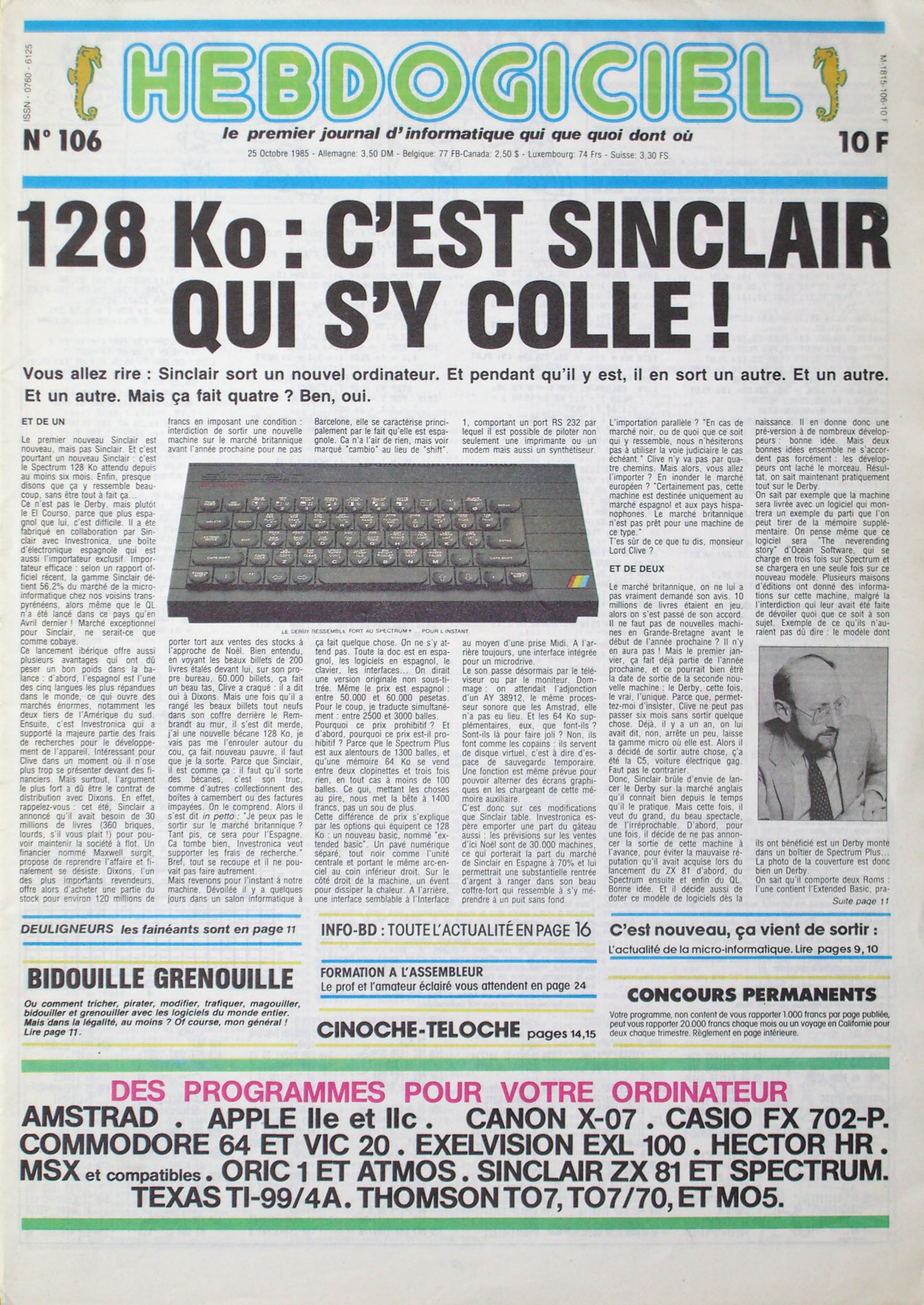 Première page de hebdogiciel numero106