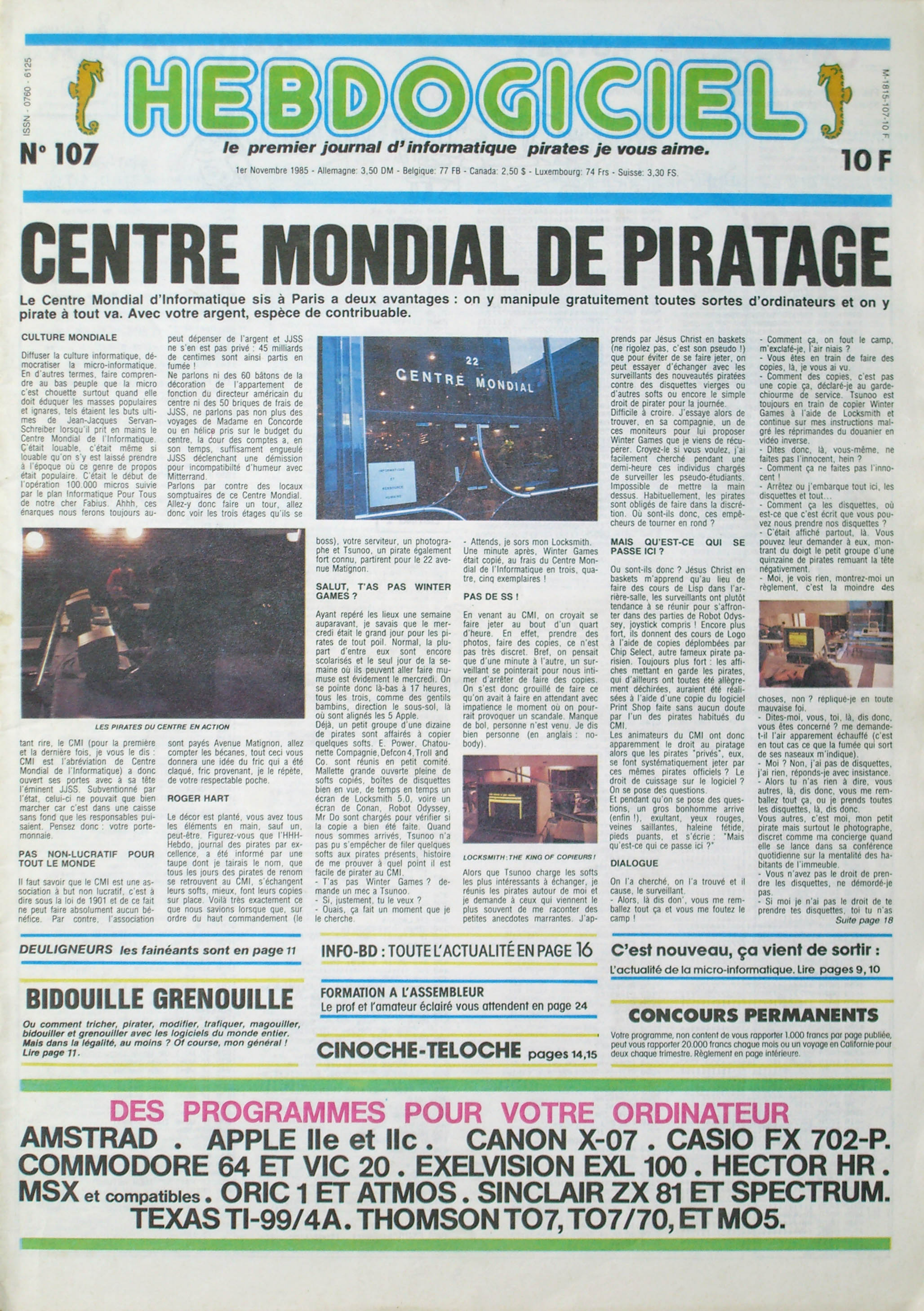 Première page de hebdogiciel numero107