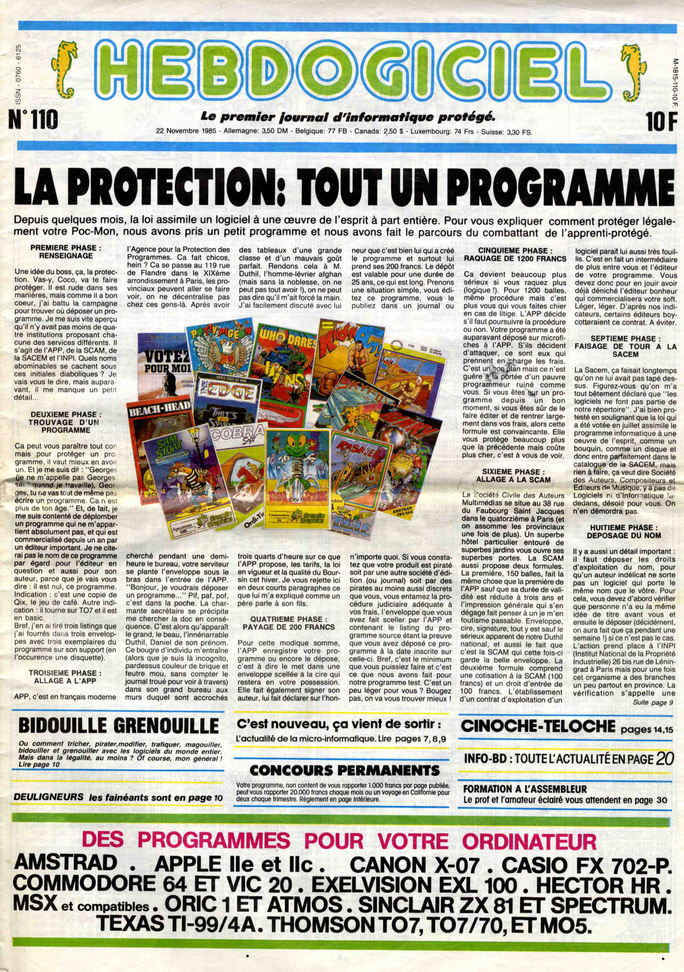 Première page de hebdogiciel numero110