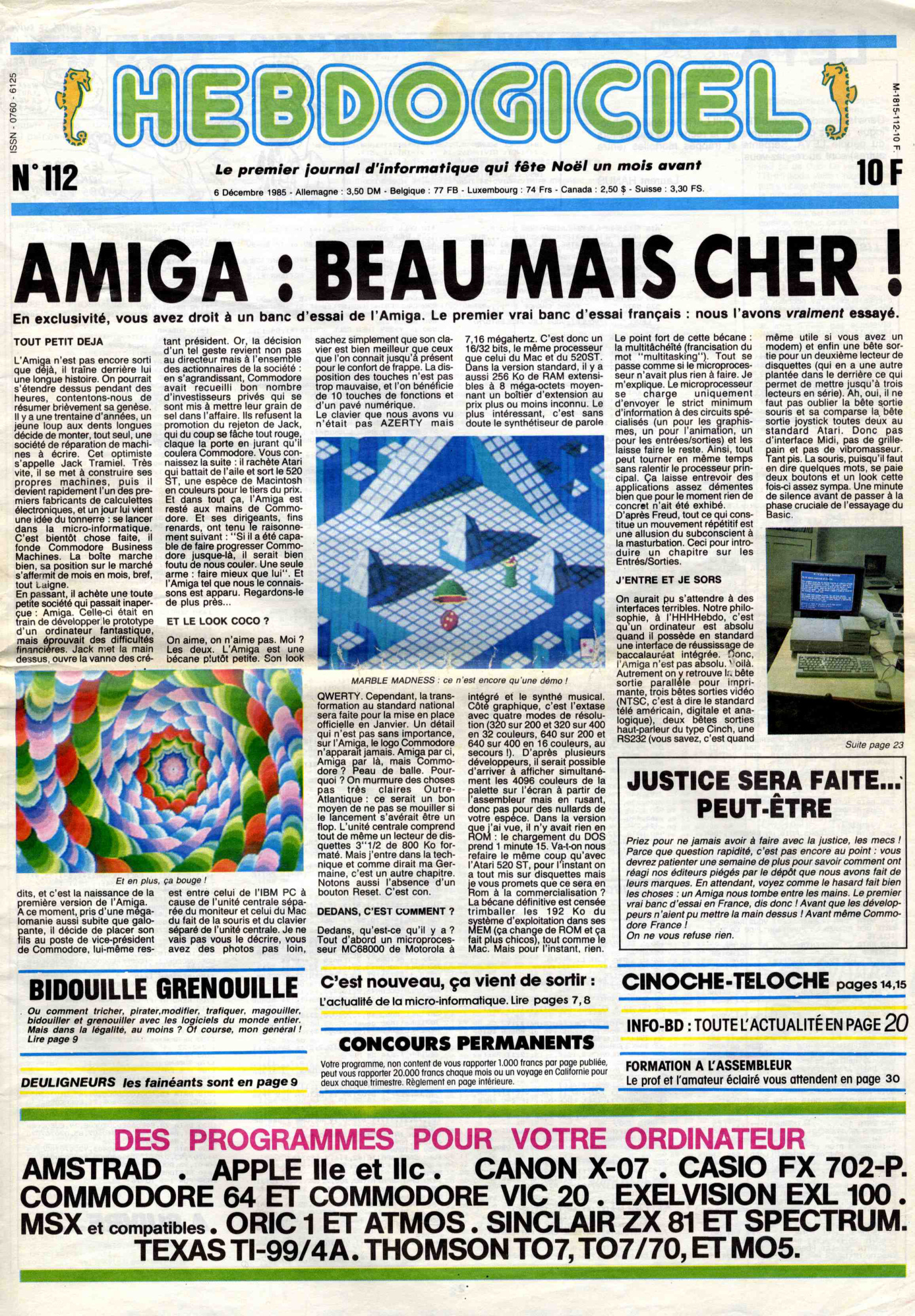 Première page de hebdogiciel numero112