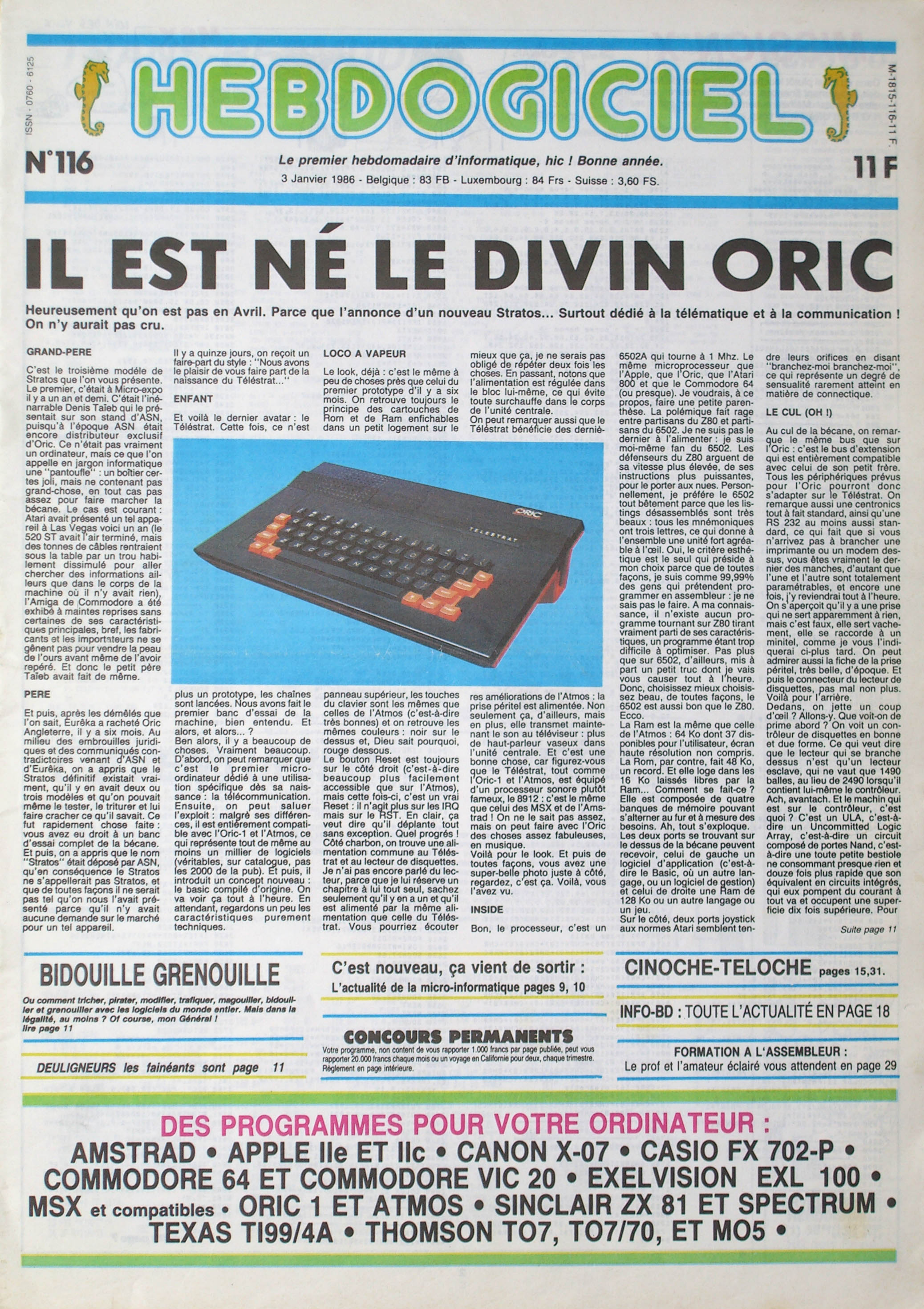 Première page de hebdogiciel numero116