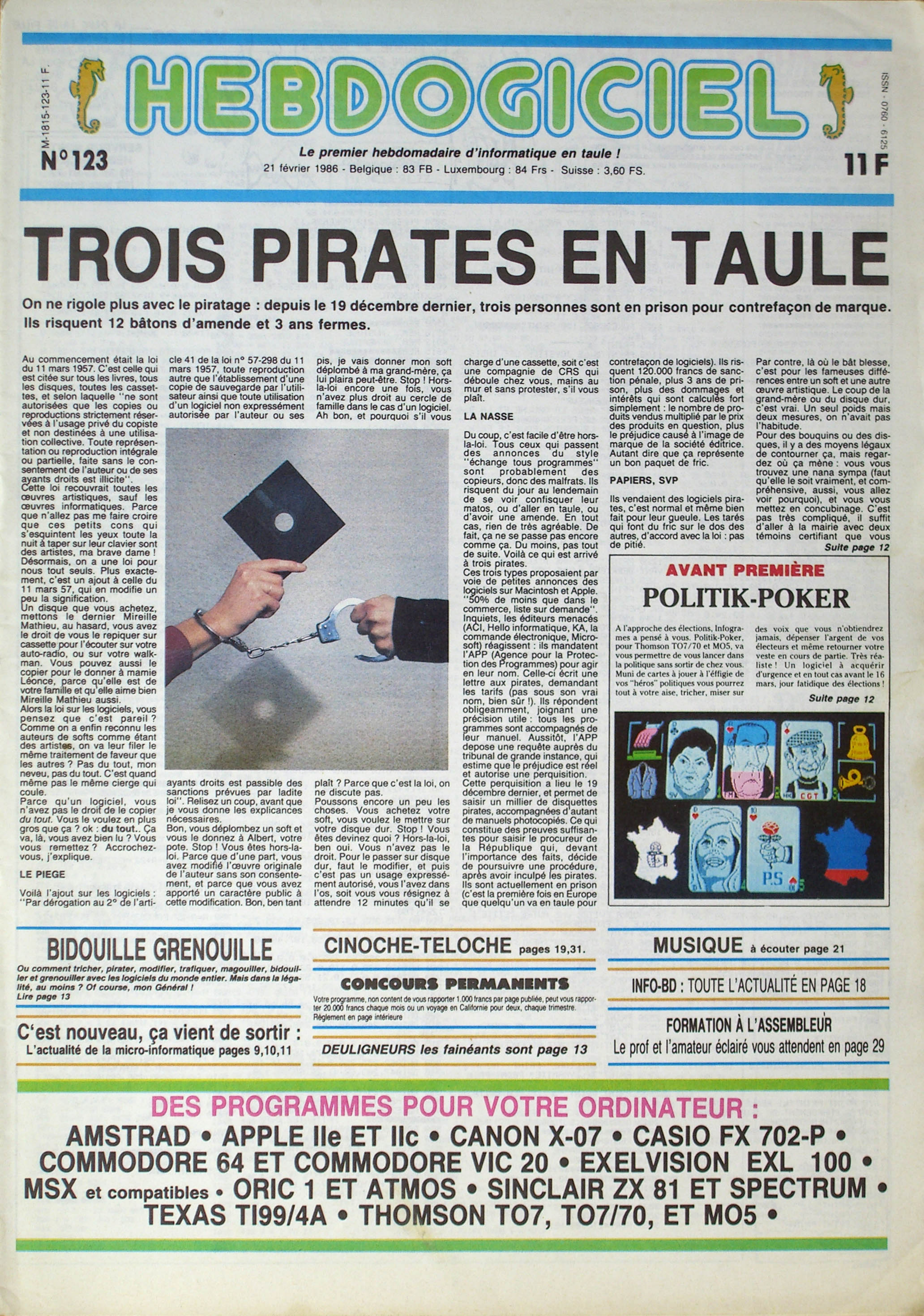 Première page de hebdogiciel numero123