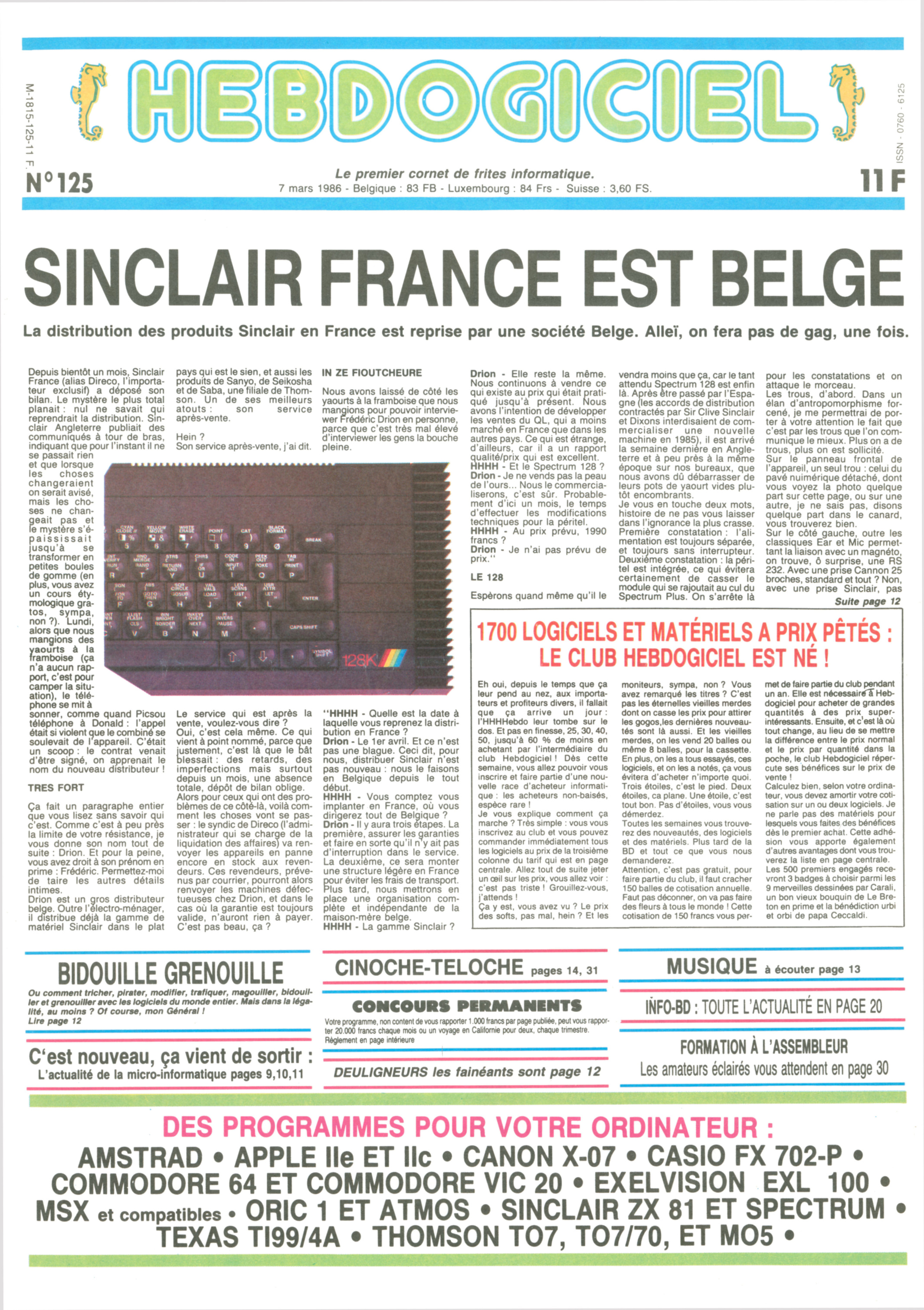 Première page de hebdogiciel numero125