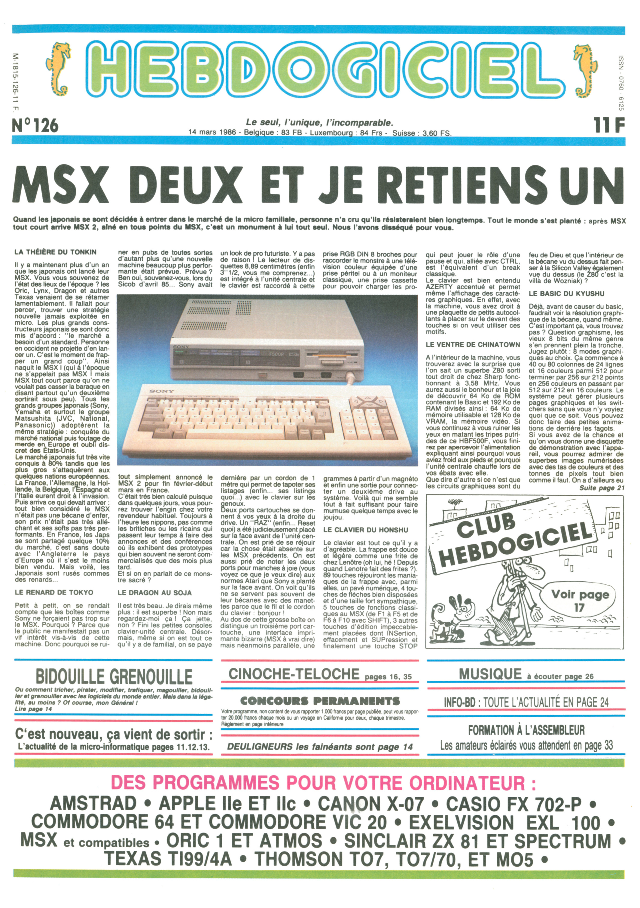 Première page de hebdogiciel numero126