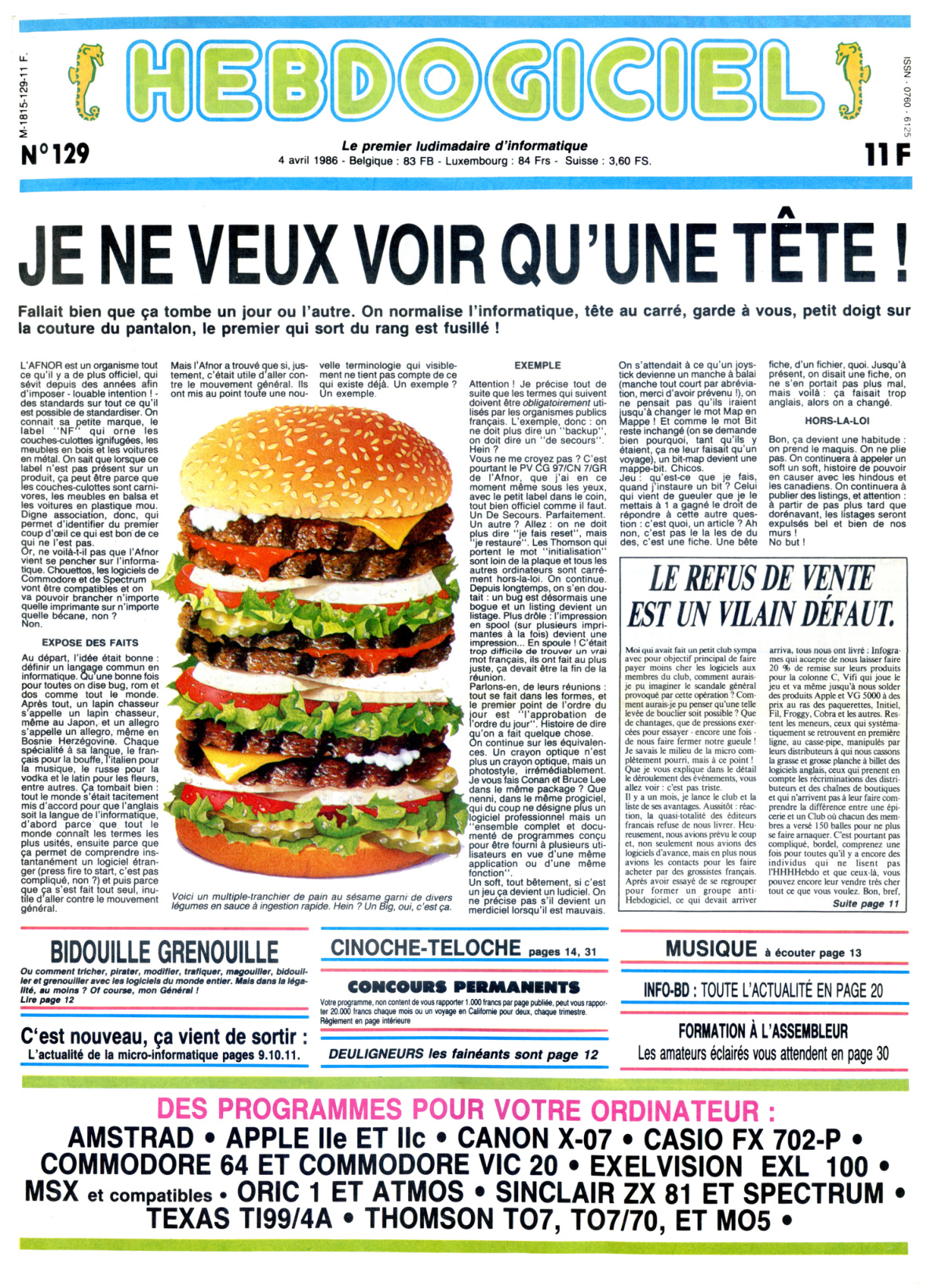 Première page de hebdogiciel numero129