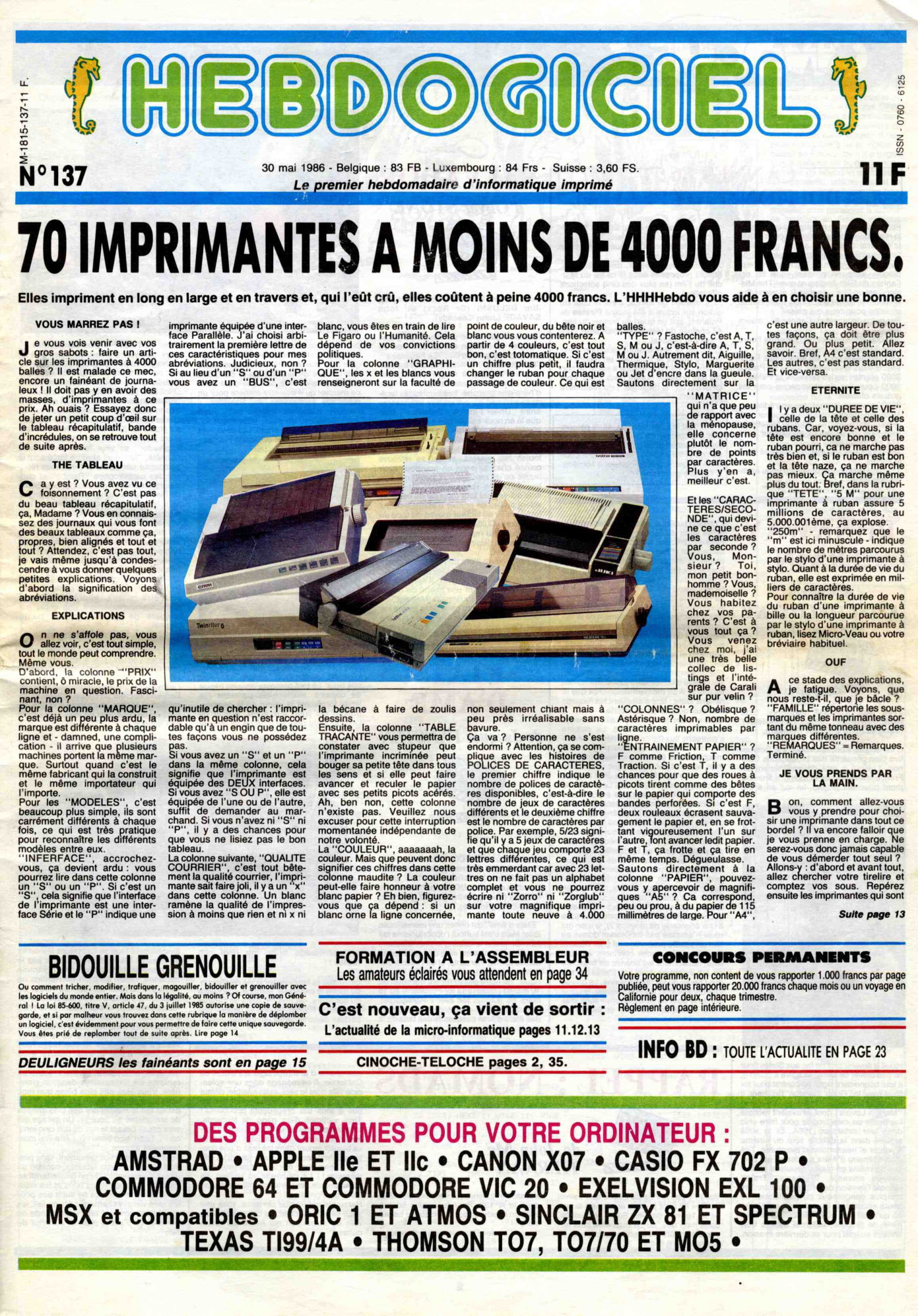 Première page de hebdogiciel numero137