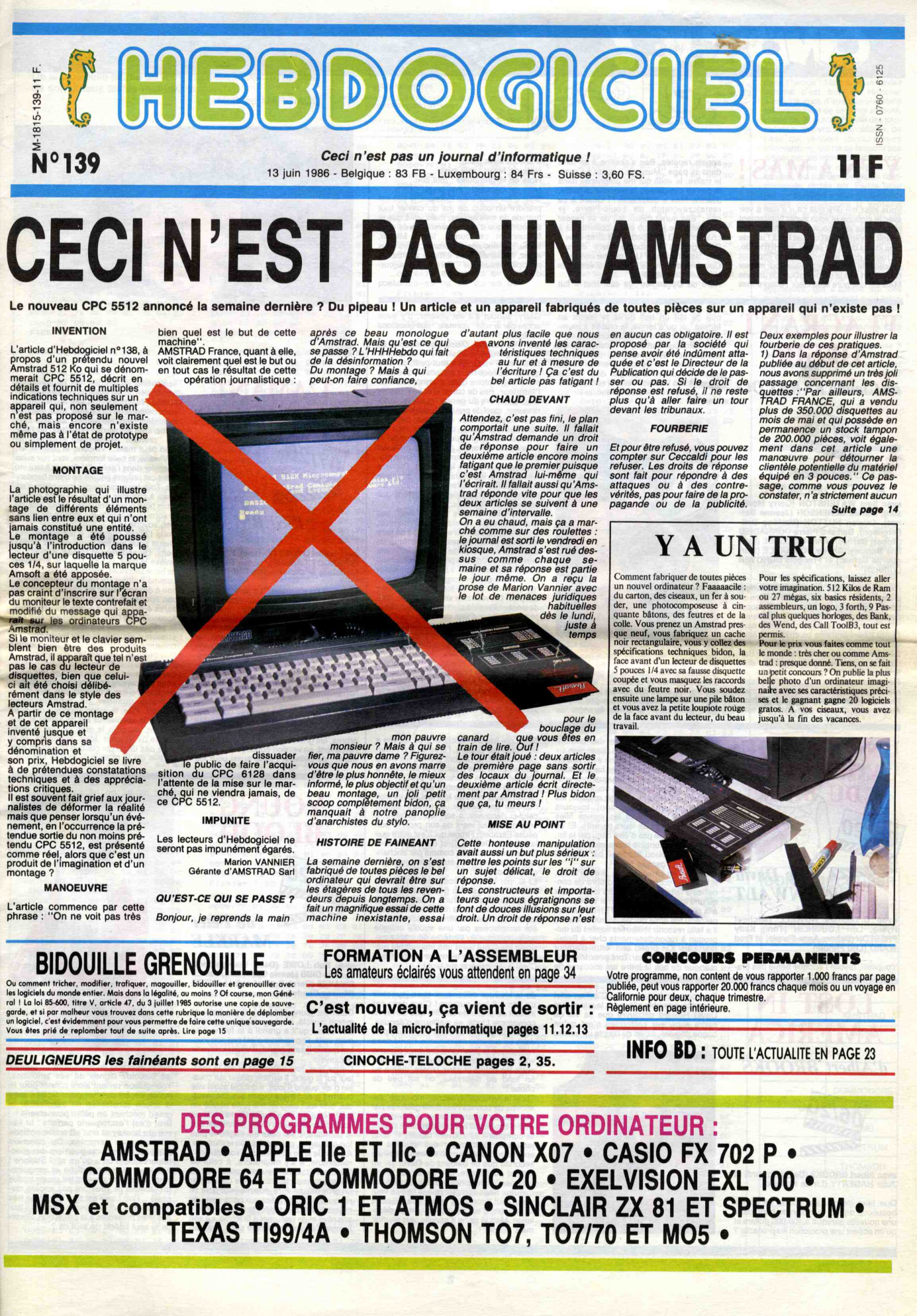 Première page de hebdogiciel numero139