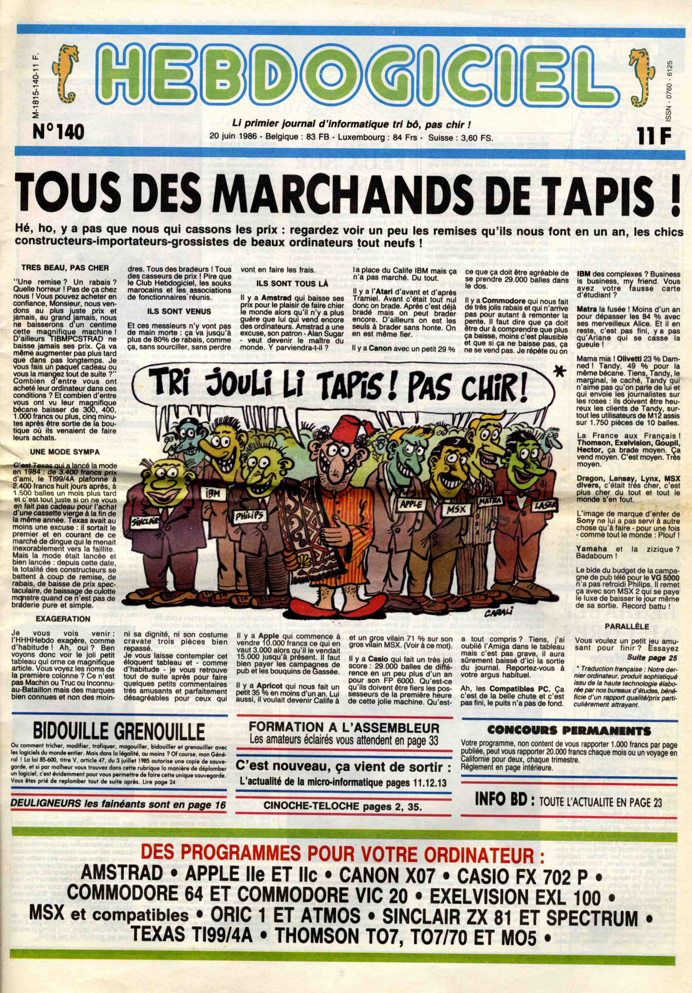 Première page de hebdogiciel numero140