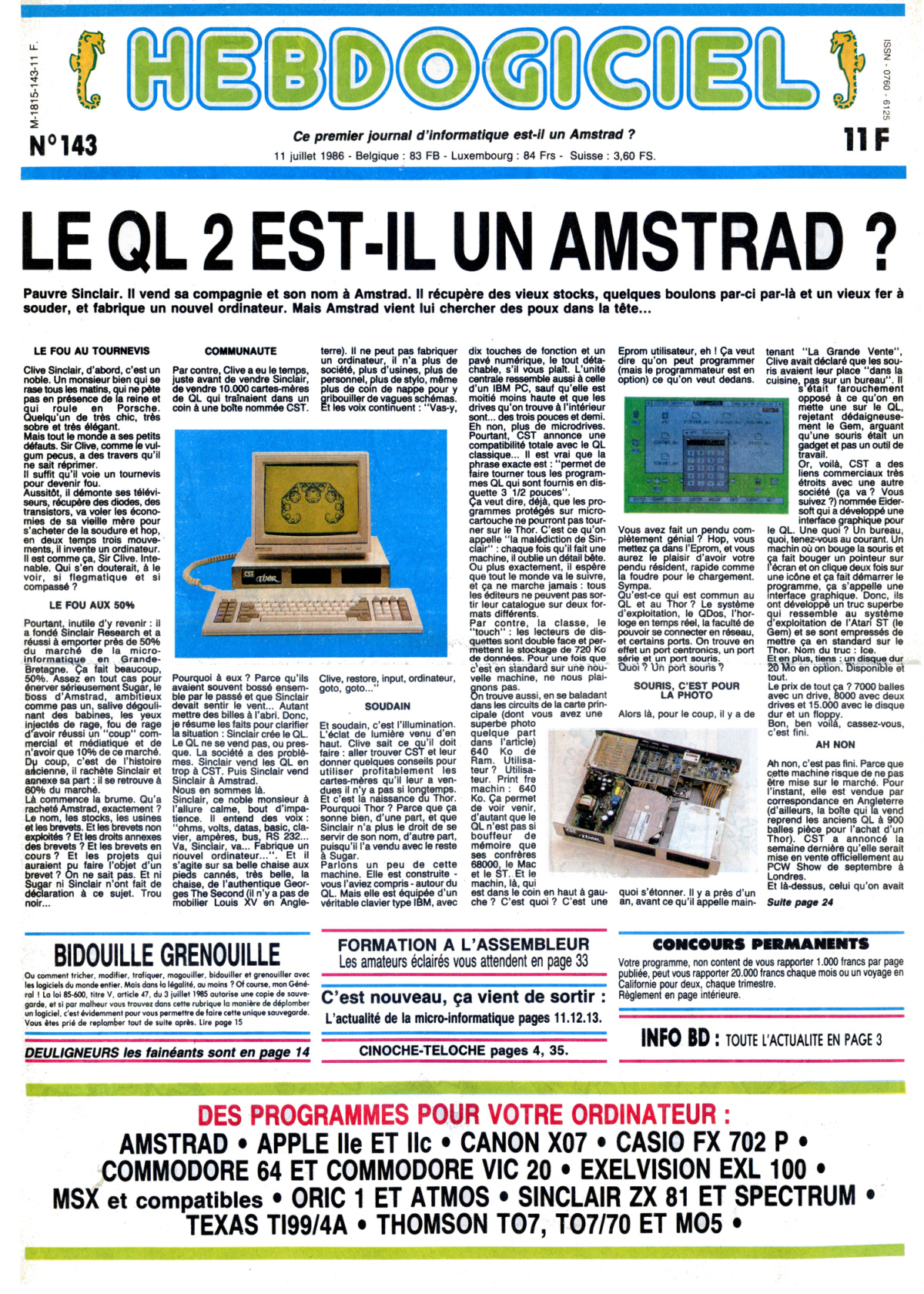 Première page de hebdogiciel numero143