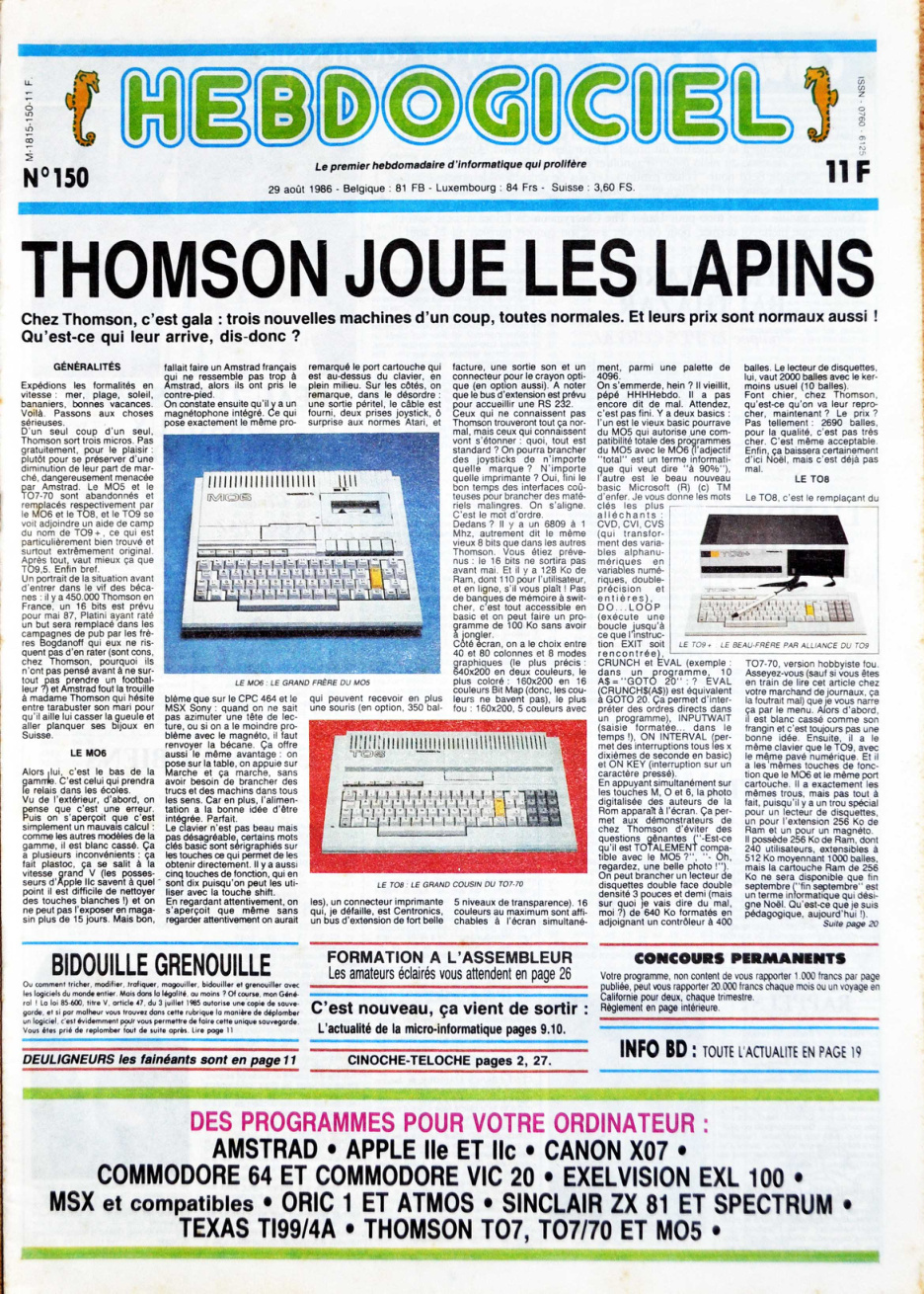 Première page de hebdogiciel numero150