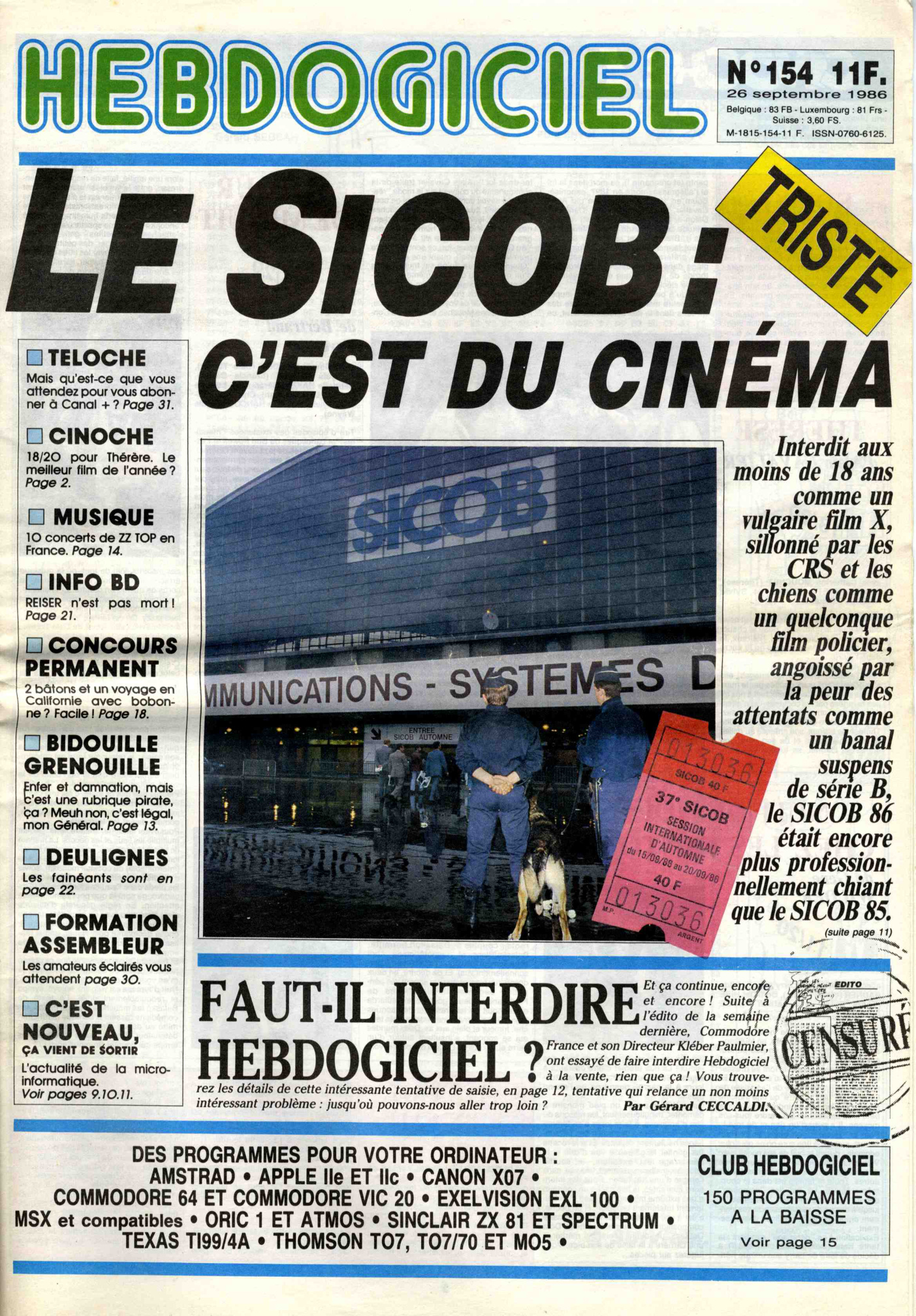 Première page de hebdogiciel numero154