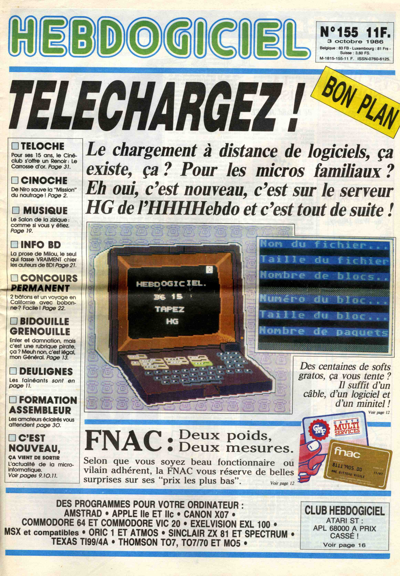 Première page de hebdogiciel numero155