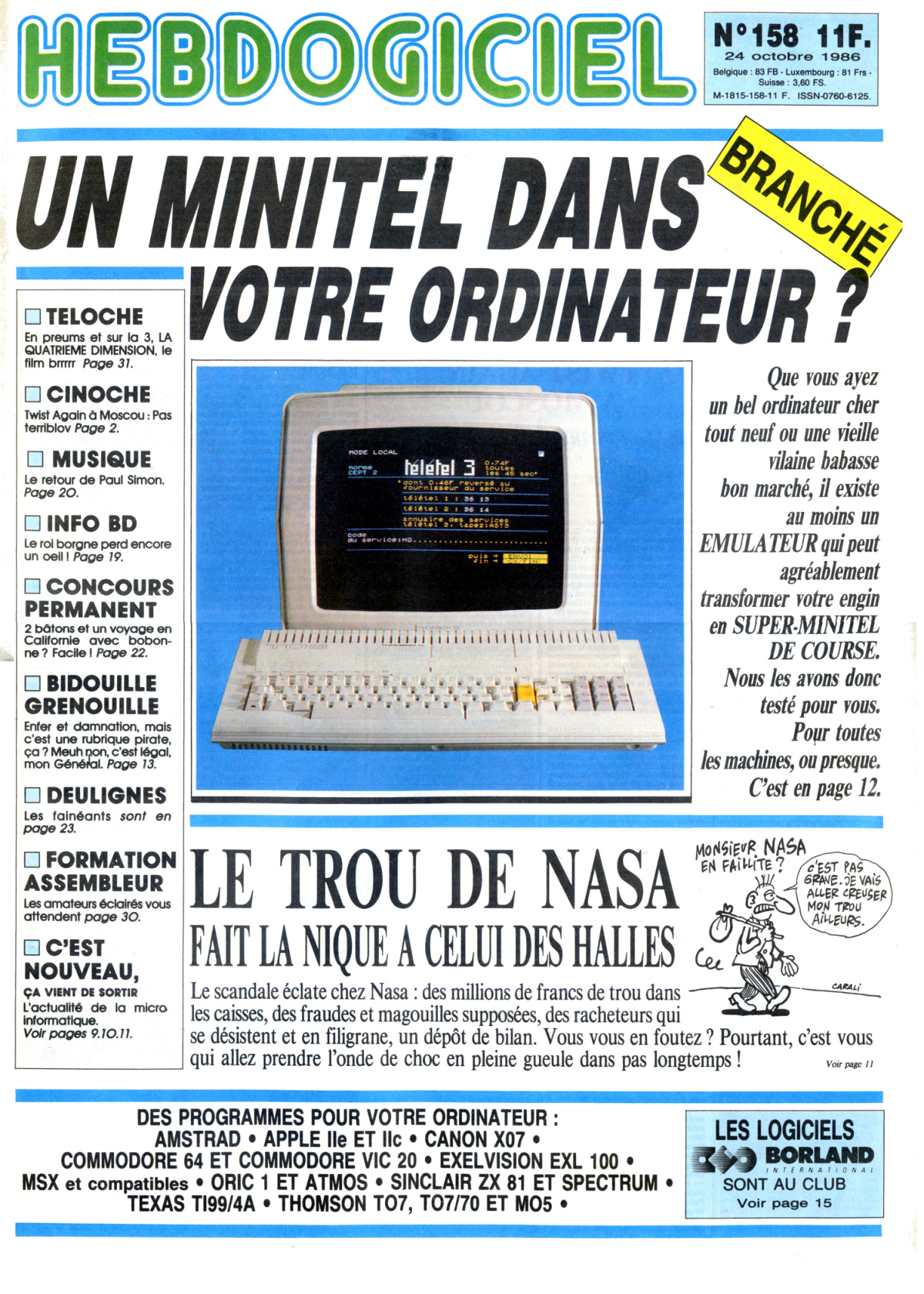 Première page de hebdogiciel numero158